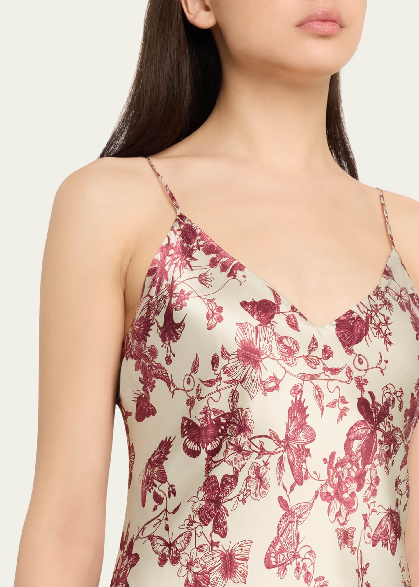 l'agence serita silk slip dress L'AGENCE Serita Silk Gown In Tan/Truffle Butterfly Toile