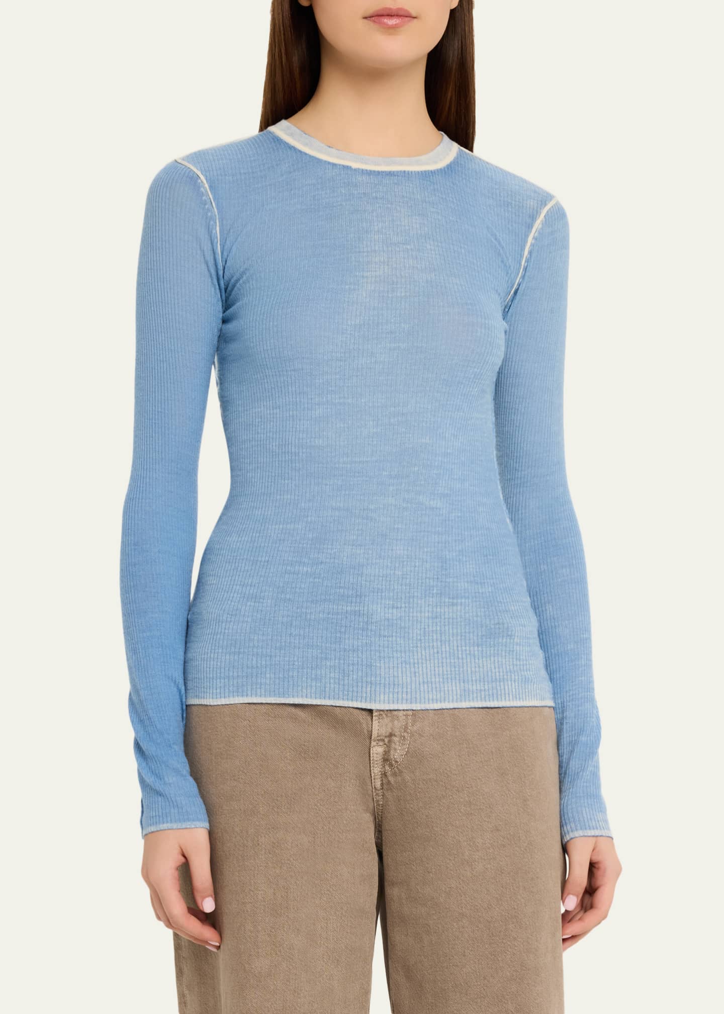 6397 Printed Long-Sleeve Crewneck Top - Bergdorf Goodman