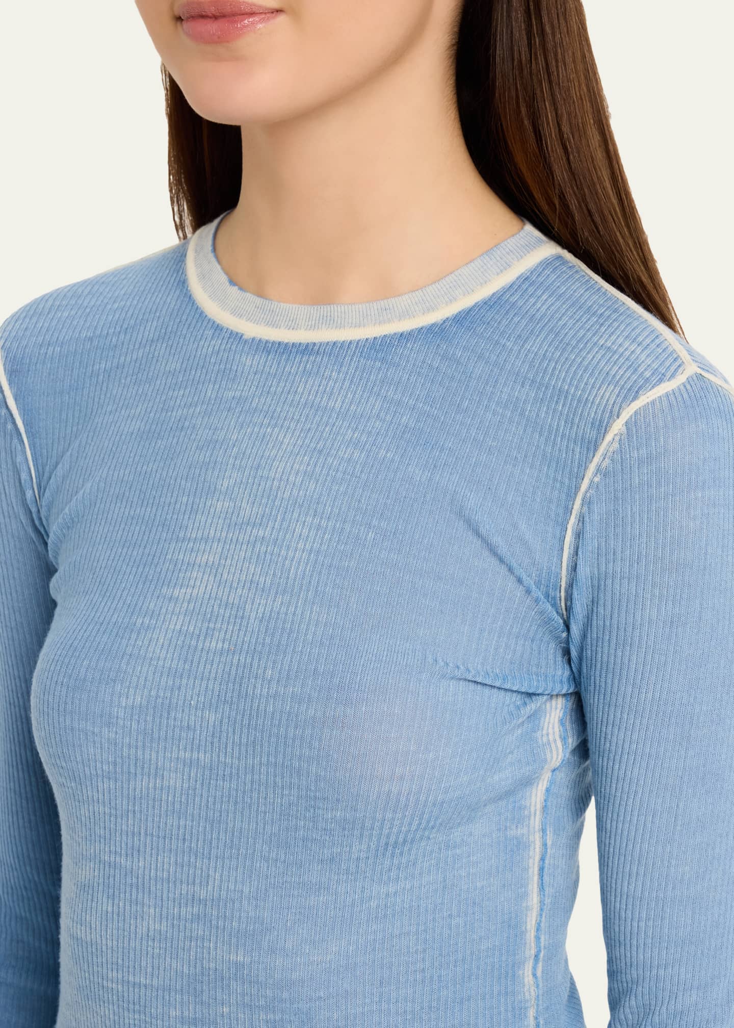6397 Printed Long-Sleeve Crewneck Top - Bergdorf Goodman