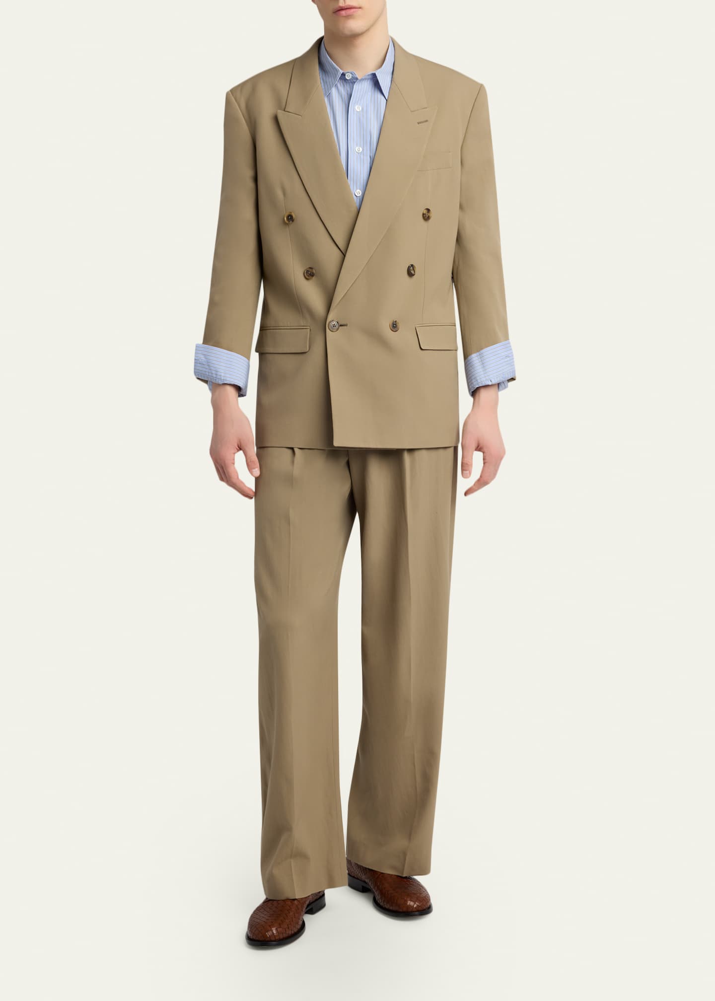 THE ROW Men's Thom Pleated Wool-Silk Pants - Bergdorf Goodman