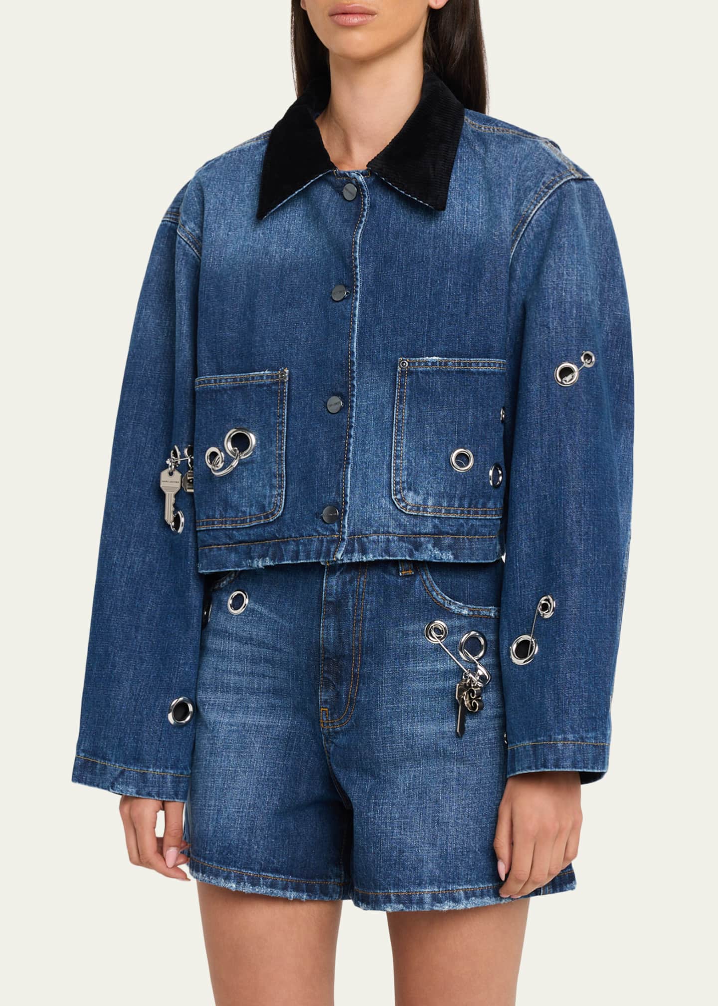 Marc Jacobs Grommet Denim Crop Utility Jacket - Bergdorf Goodman