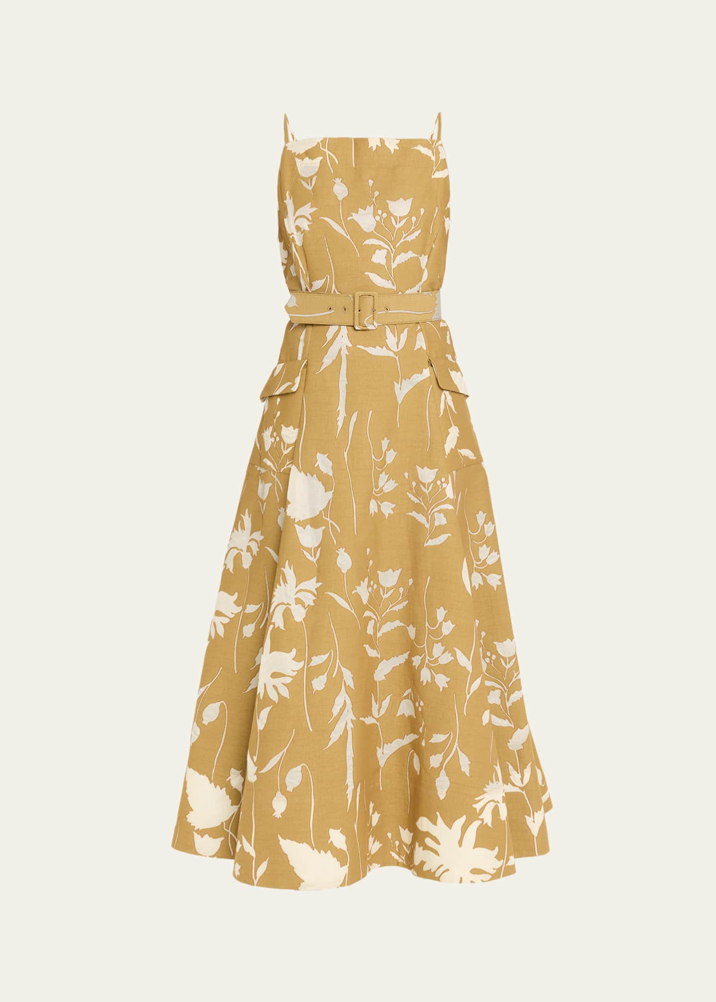 lela rose gold dress Lela Rose V-Neck Metallic Floral Jacquard Empire Gown