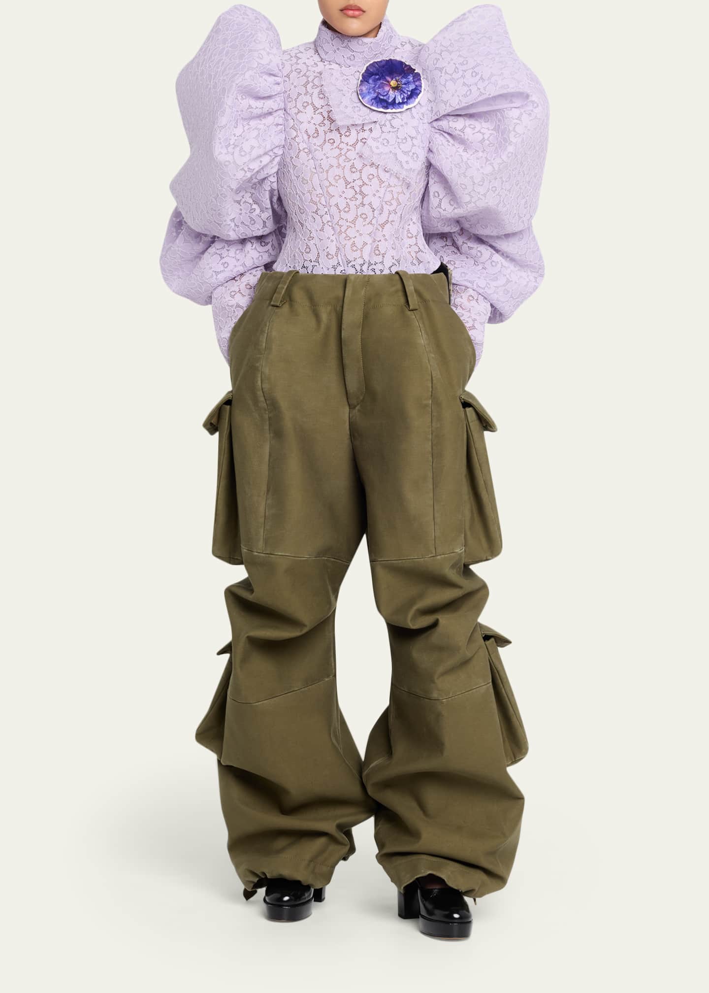 Marc Jacobs Runway Bow Back Wide-Leg Cargo Pants - Bergdorf Goodman