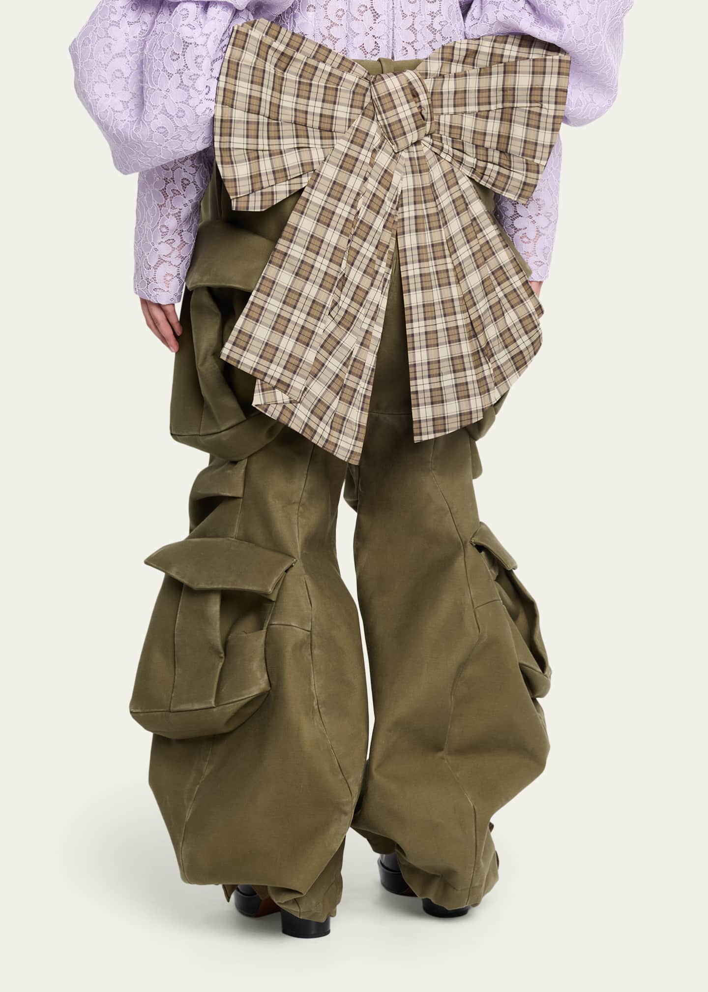 Marc Jacobs Runway Bow Back Wide-Leg Cargo Pants - Bergdorf Goodman