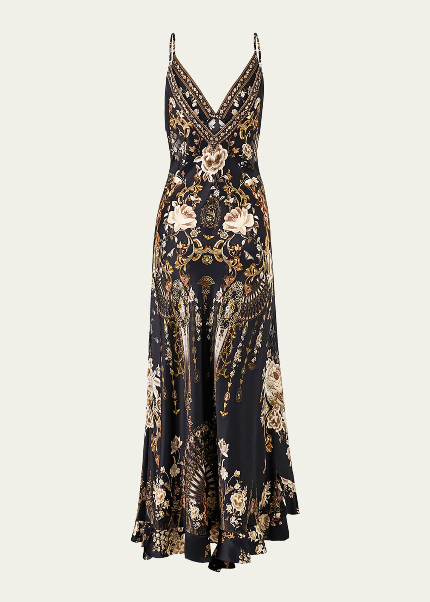 Camilla ベルテットマキシドレス Camilla Flamenco Folklore Bias Slip Dress with Frill Hem