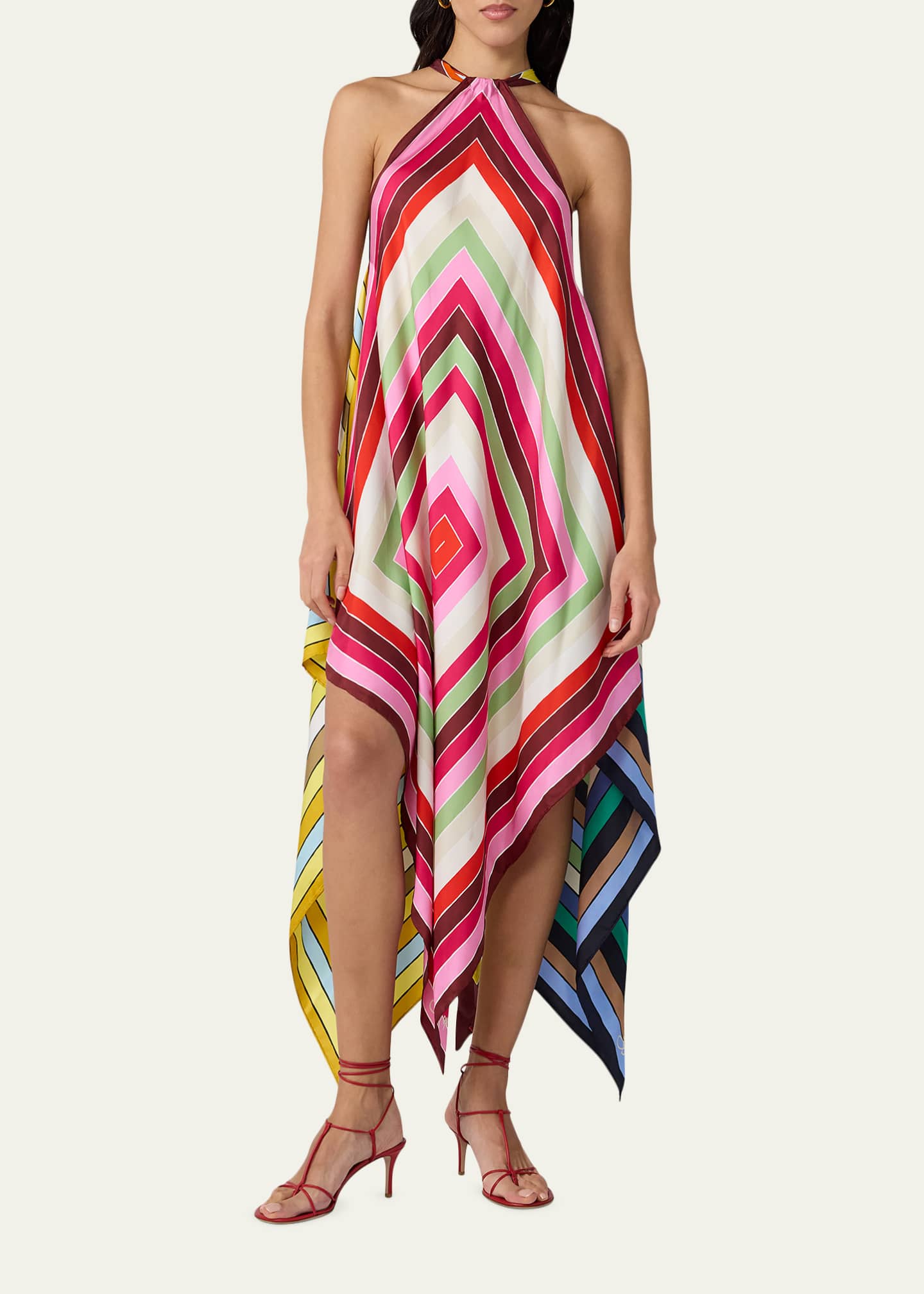 Diane von Furstenberg Harley Striped Silk Scarf Handkerchief Midi Dress -  Bergdorf Goodman