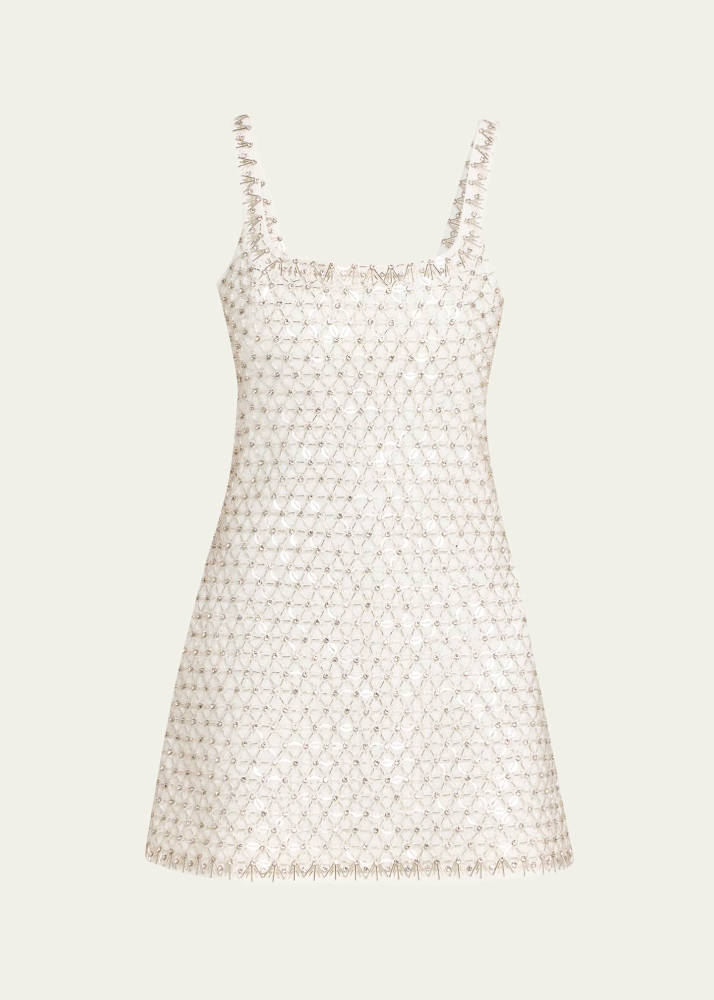 SIMKHAI Ziva Sleeveless Embellished Mini Dress in White - size 10