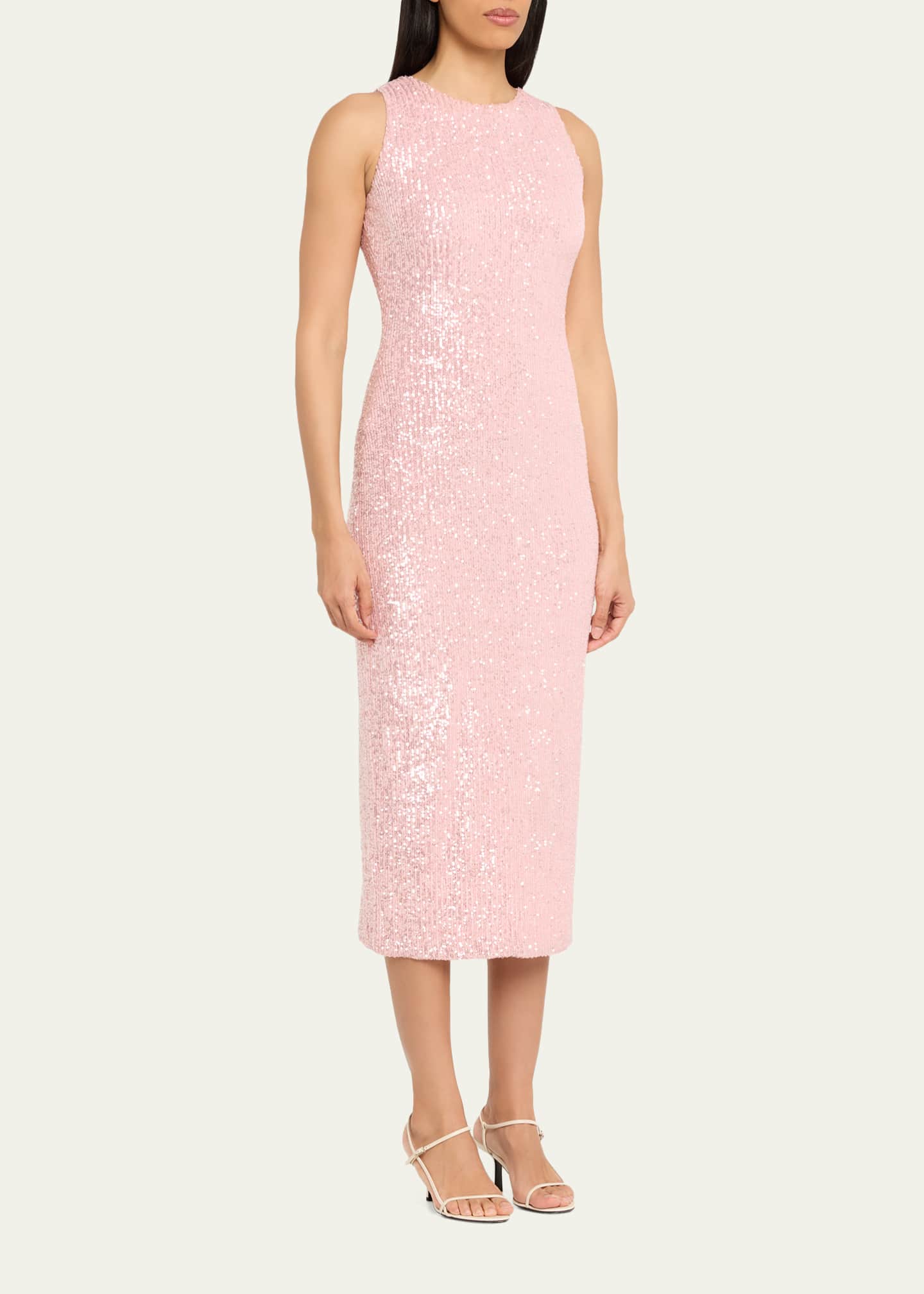 prabal gurung pink dress Prabal Gurung Sequined Halter Midi Tube Dress, Pink, Women's, XL, Cocktail & Party Wedding Guest Dresses Halter Neck Dresses