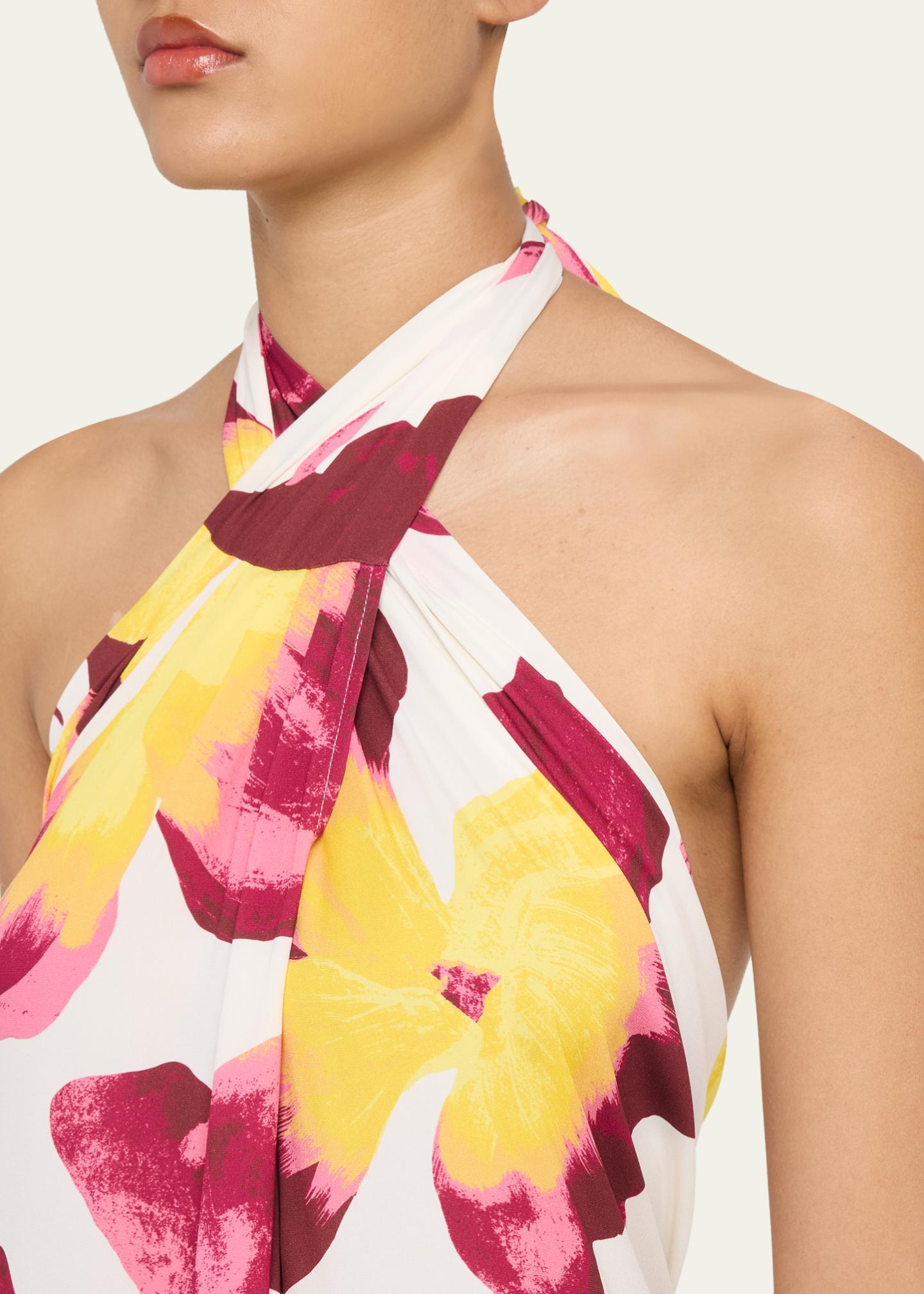 Diane von Furstenberg Tamsin Backless Floral-Print Halter Maxi