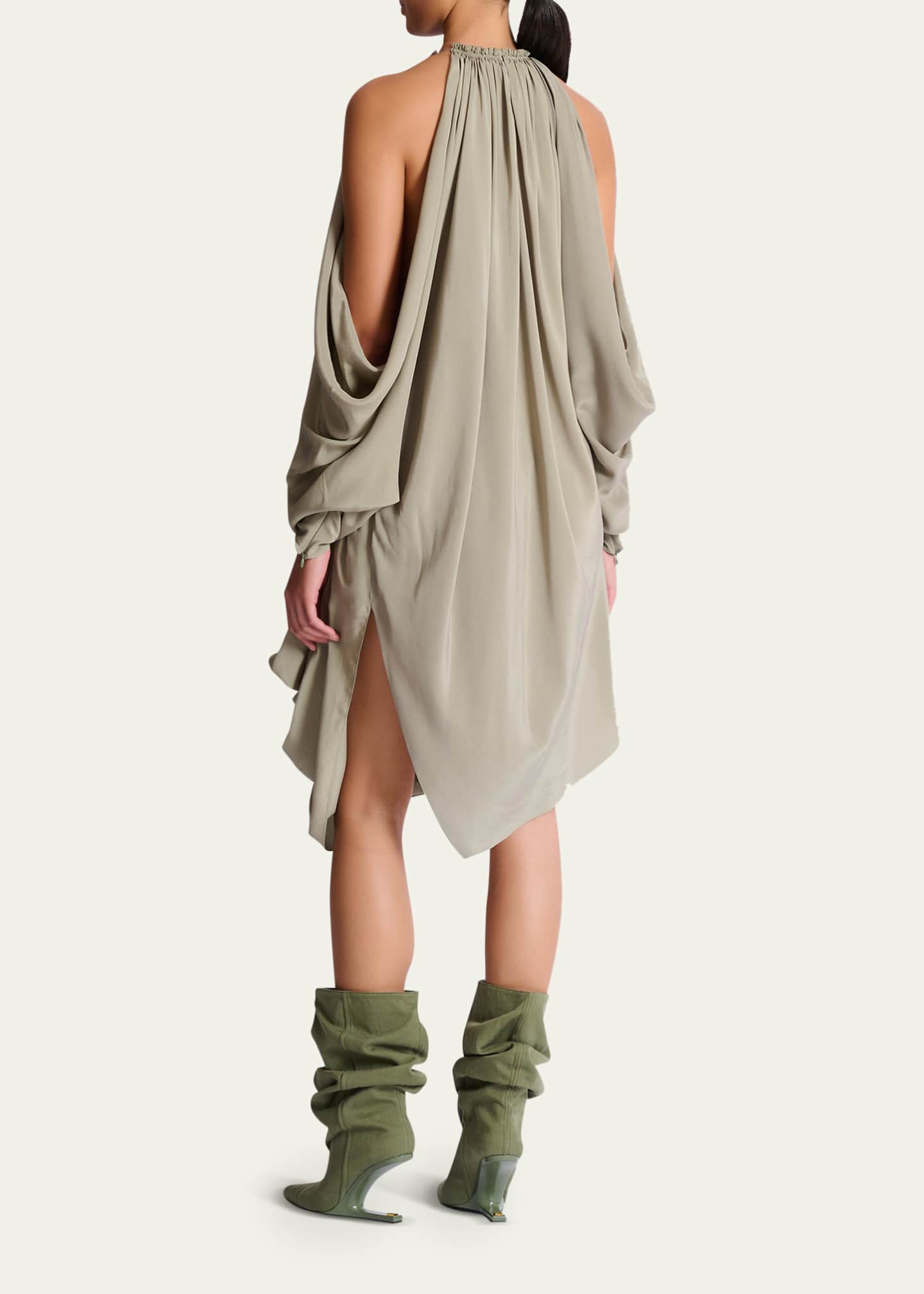 cold shoulder asymmetric dress Cold Shoulder Asymmetrical Dress with Peekaboo Diamond Shaped Cutout main image 1