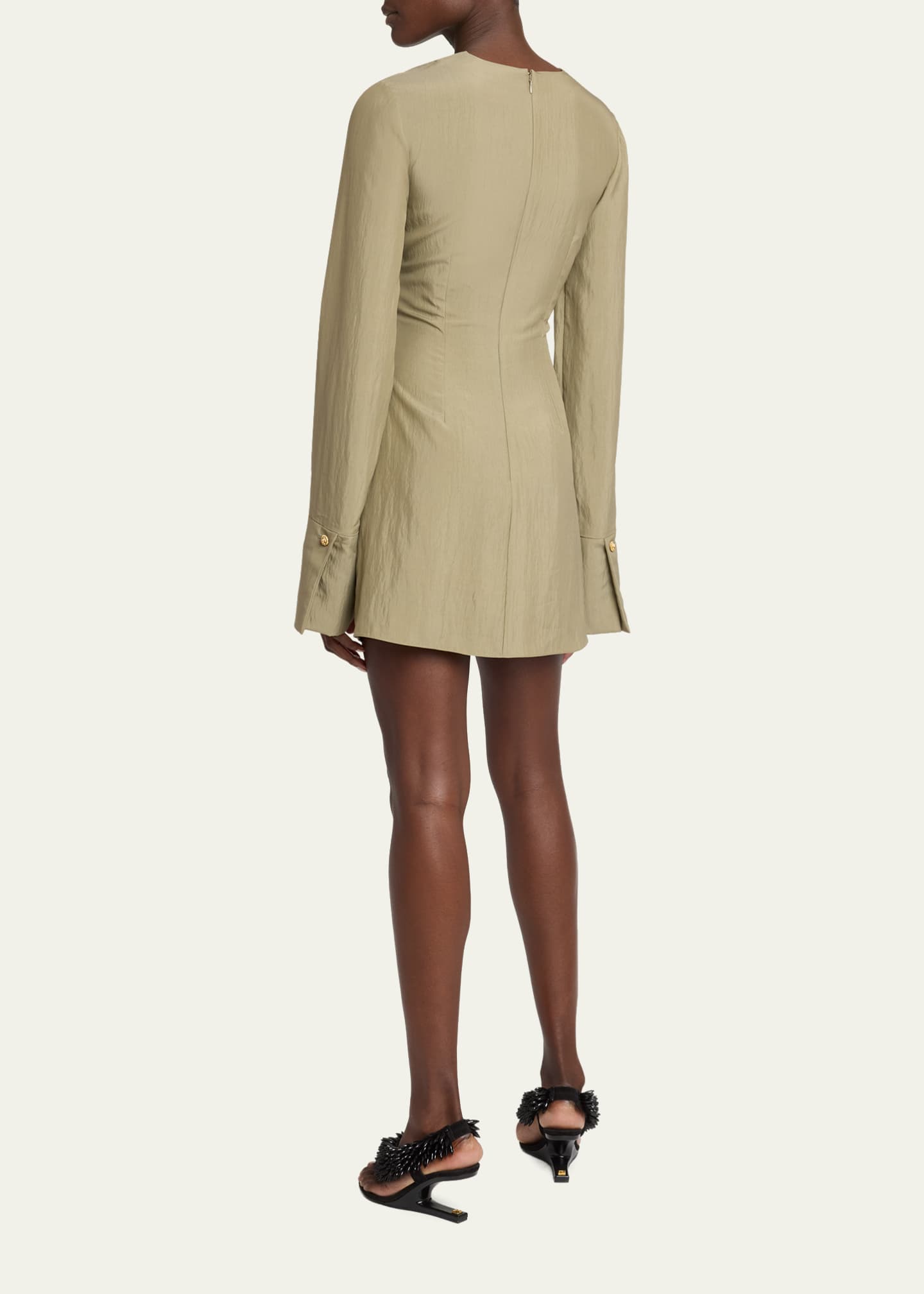 balmain dress long sleeve Balmain Textured Mini Dress - Black