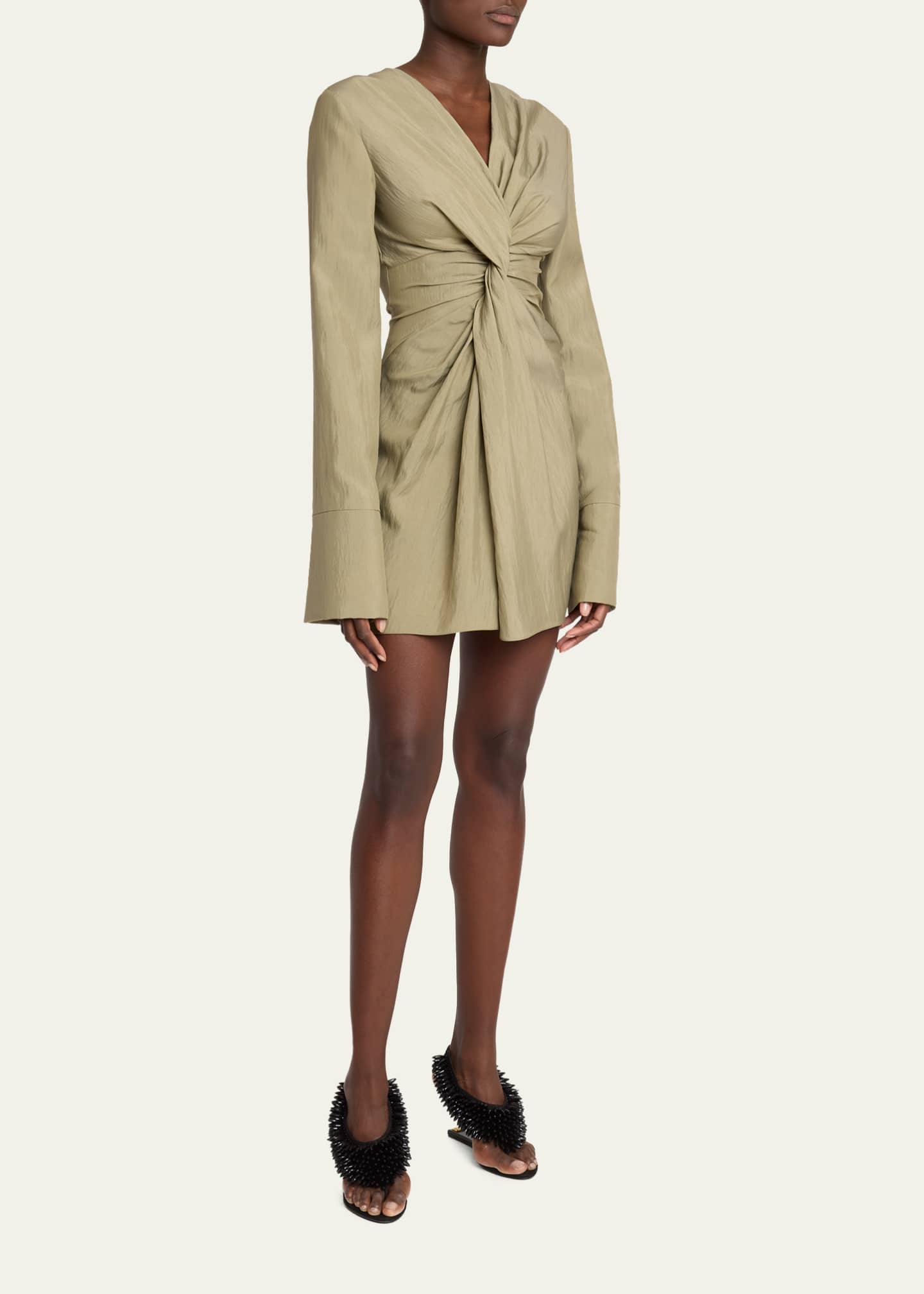 balmain long sleeve dress Balmain Women's Croc-Effect Knit Open-Back Maxi Dress - Noir