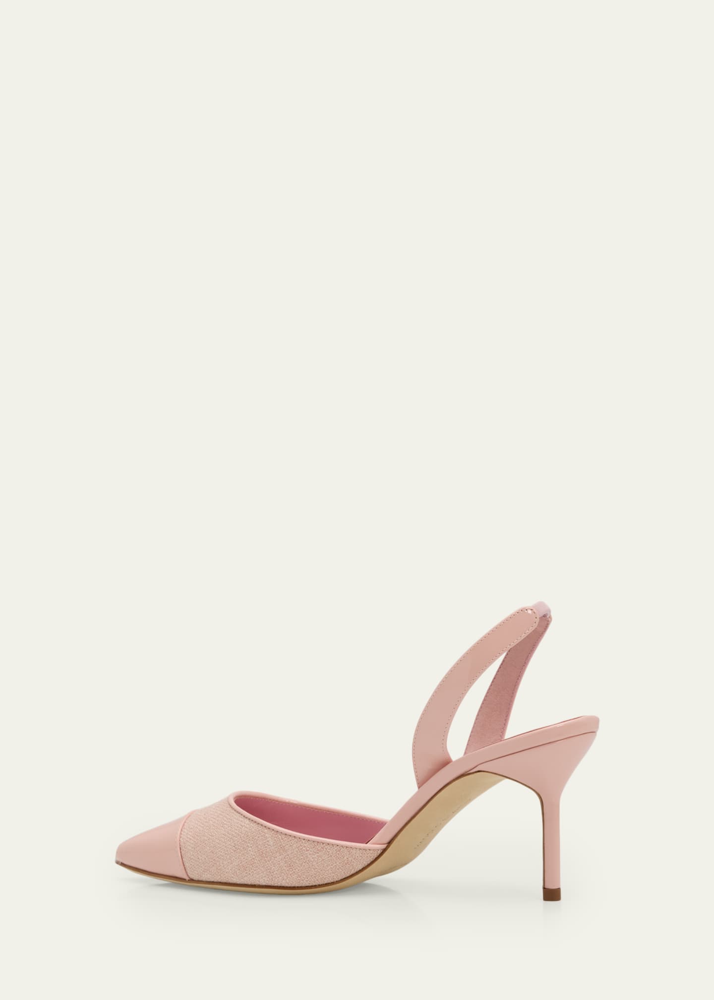 Manolo Blahnik 50mm Capsli Linen and Leather Slingback Pumps