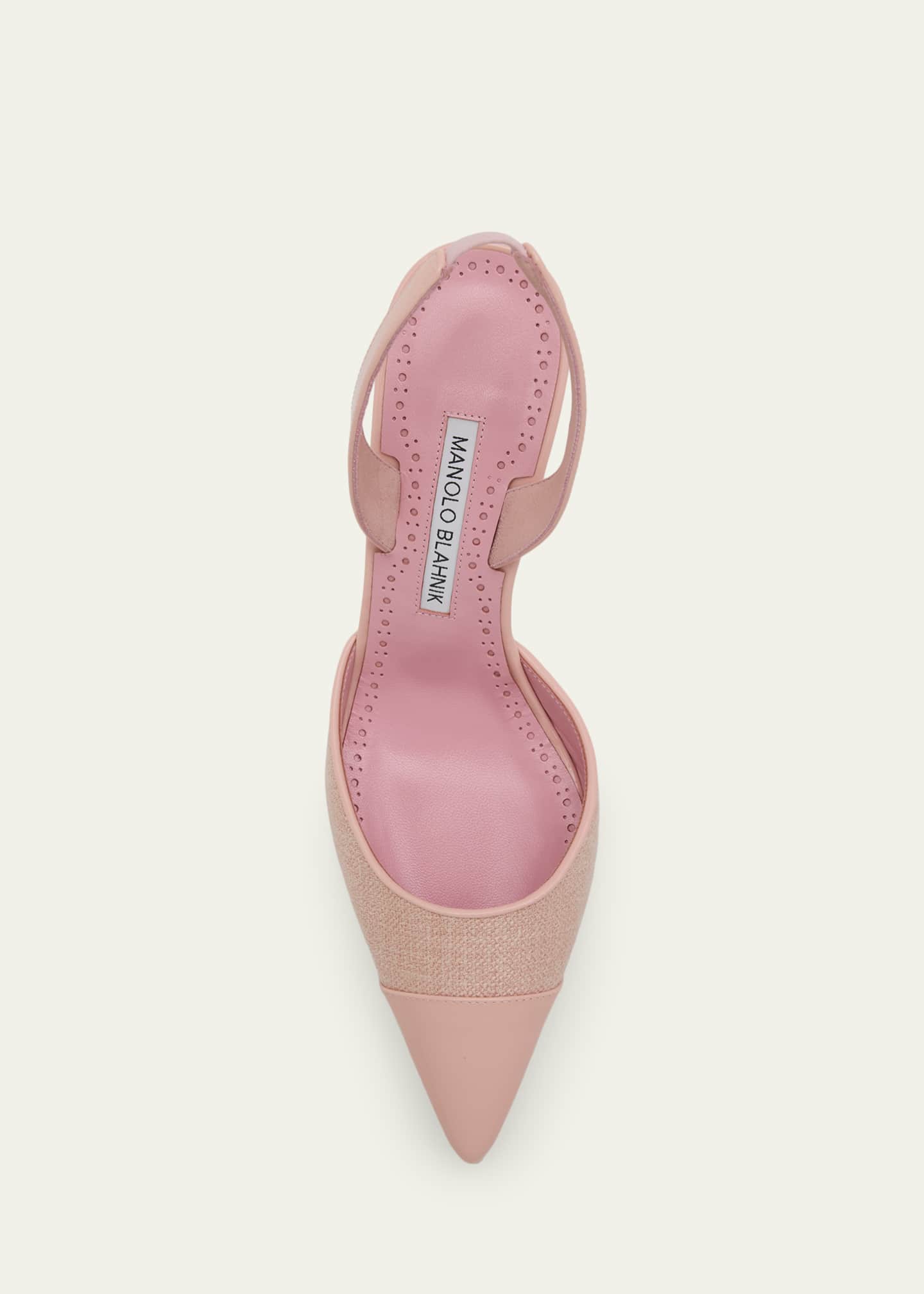 Manolo Blahnik 50mm Capsli Linen and Leather Slingback Pumps
