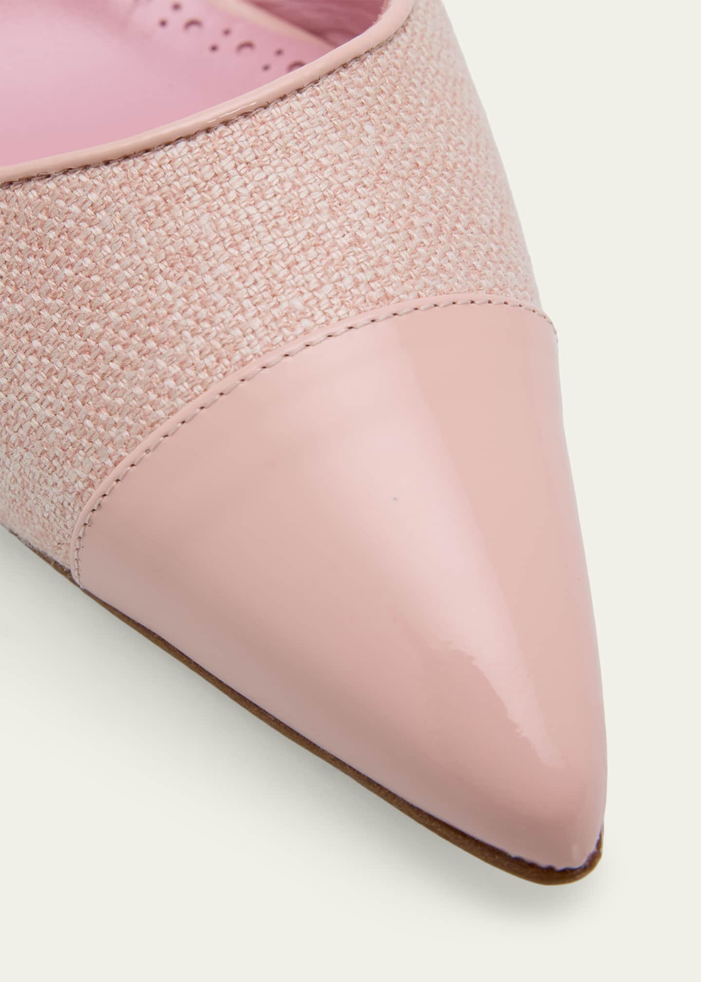 Manolo Blahnik 50mm Capsli Linen and Leather Slingback Pumps