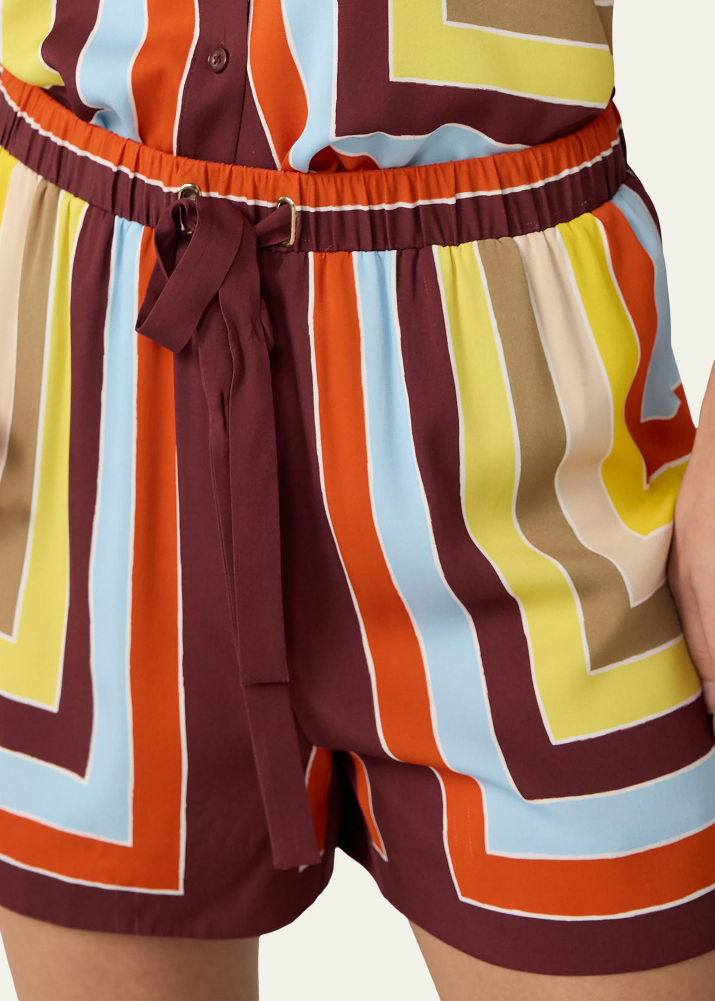 Diane von Furstenberg Delfine Geometric-Print Silk Shorts