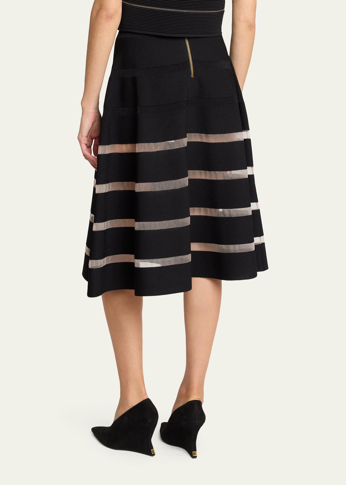 Balmain Sheer Striped Midi Skirt - Bergdorf Goodman