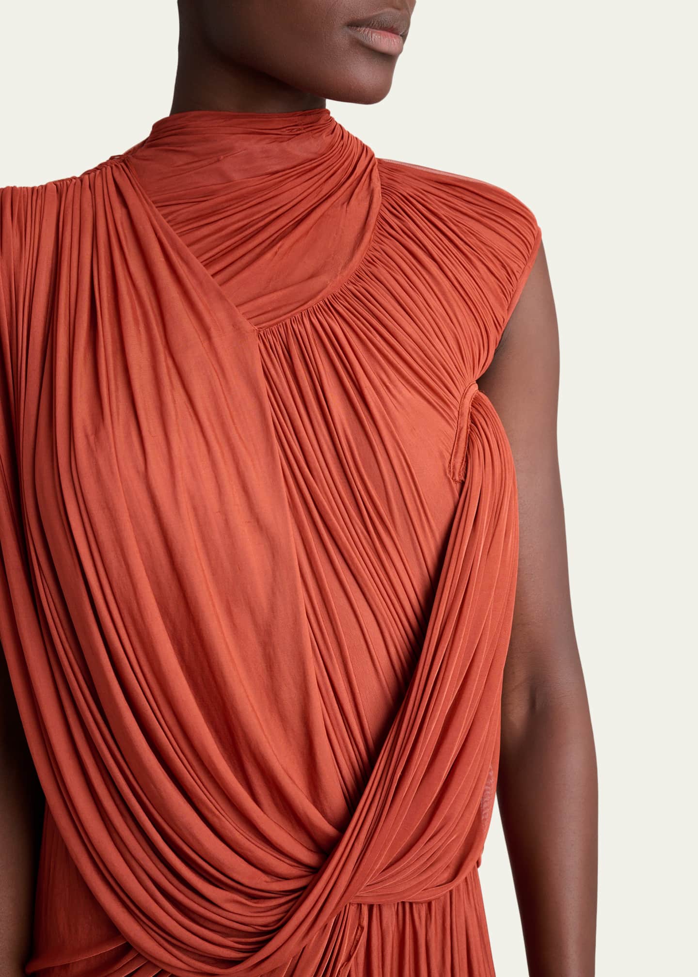 halter dress orange Orange Halter Neck Open Knit Midi Dress main image 1
