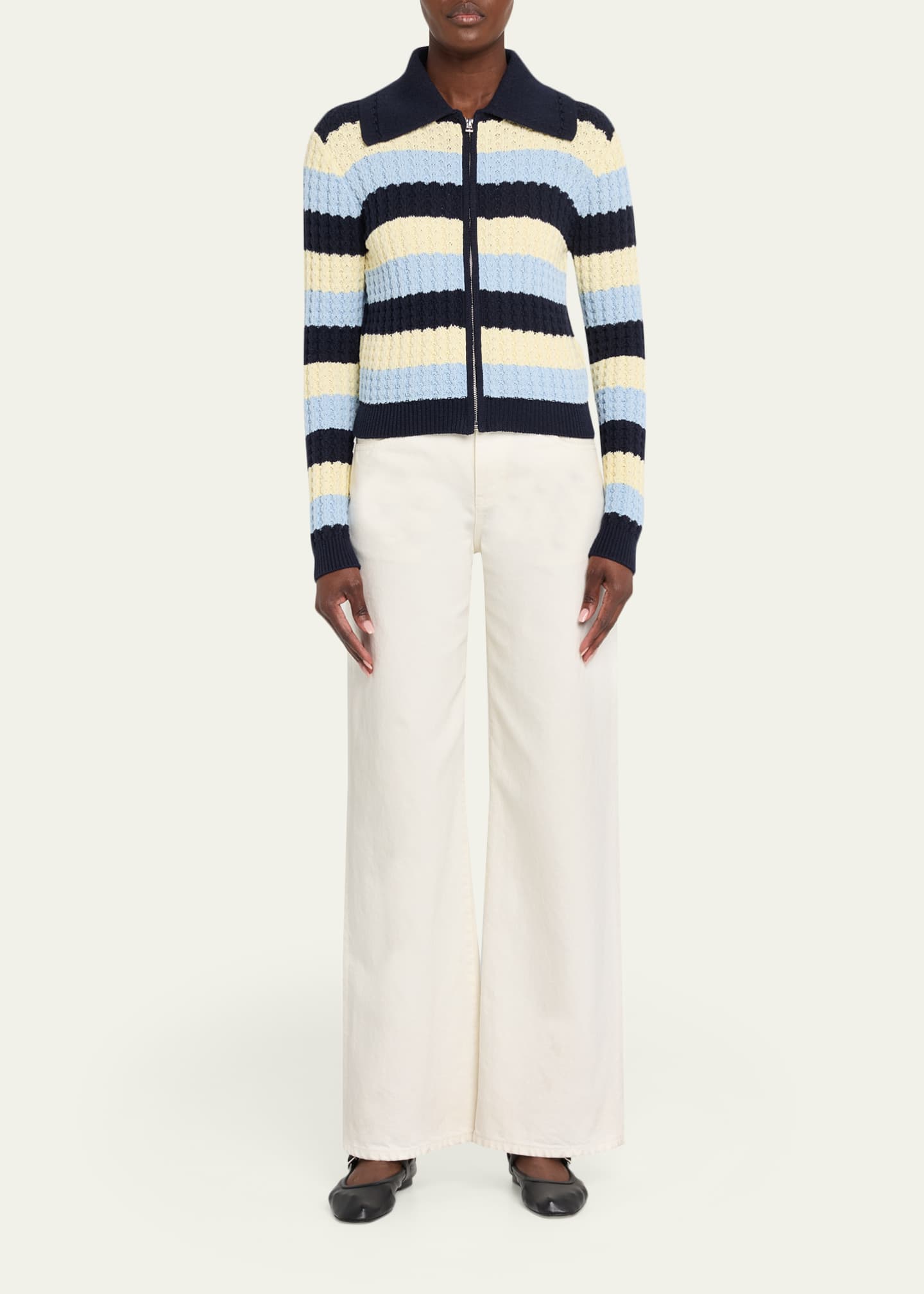 Guest in Residence Kirby Striped Cable-Knit Jacket - Bergdorf Goodman
