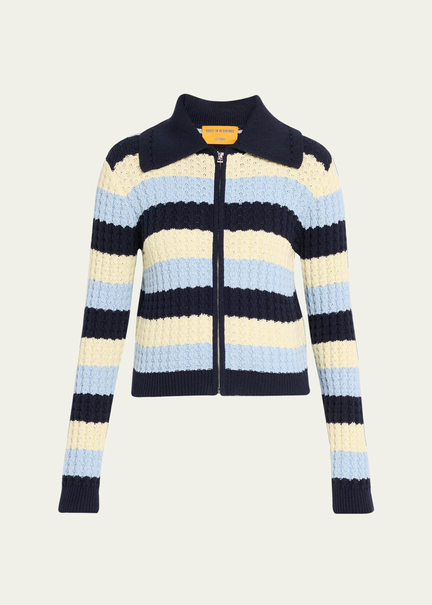 Guest in Residence Kirby Striped Cable-Knit Jacket - Bergdorf Goodman