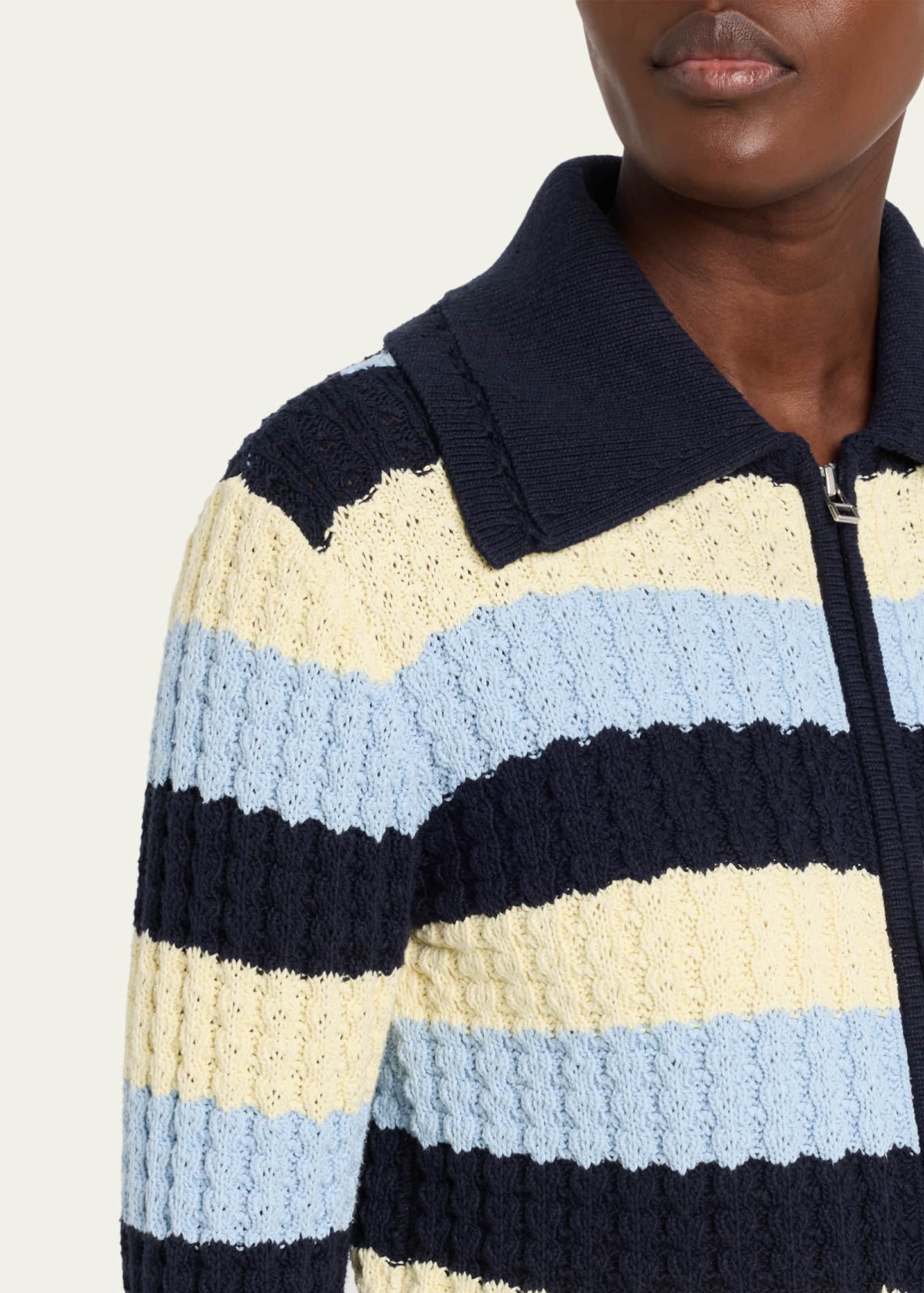 Guest in Residence Kirby Striped Cable-Knit Jacket - Bergdorf Goodman