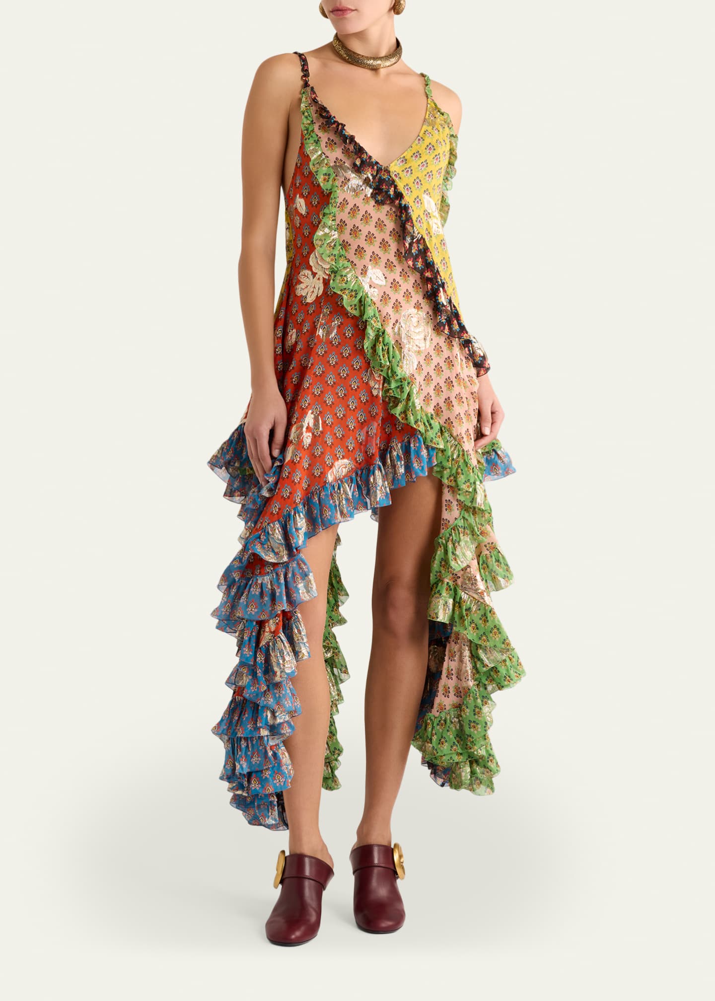 Etro Asymmetric Ruffle Midi Dress - Bergdorf Goodman