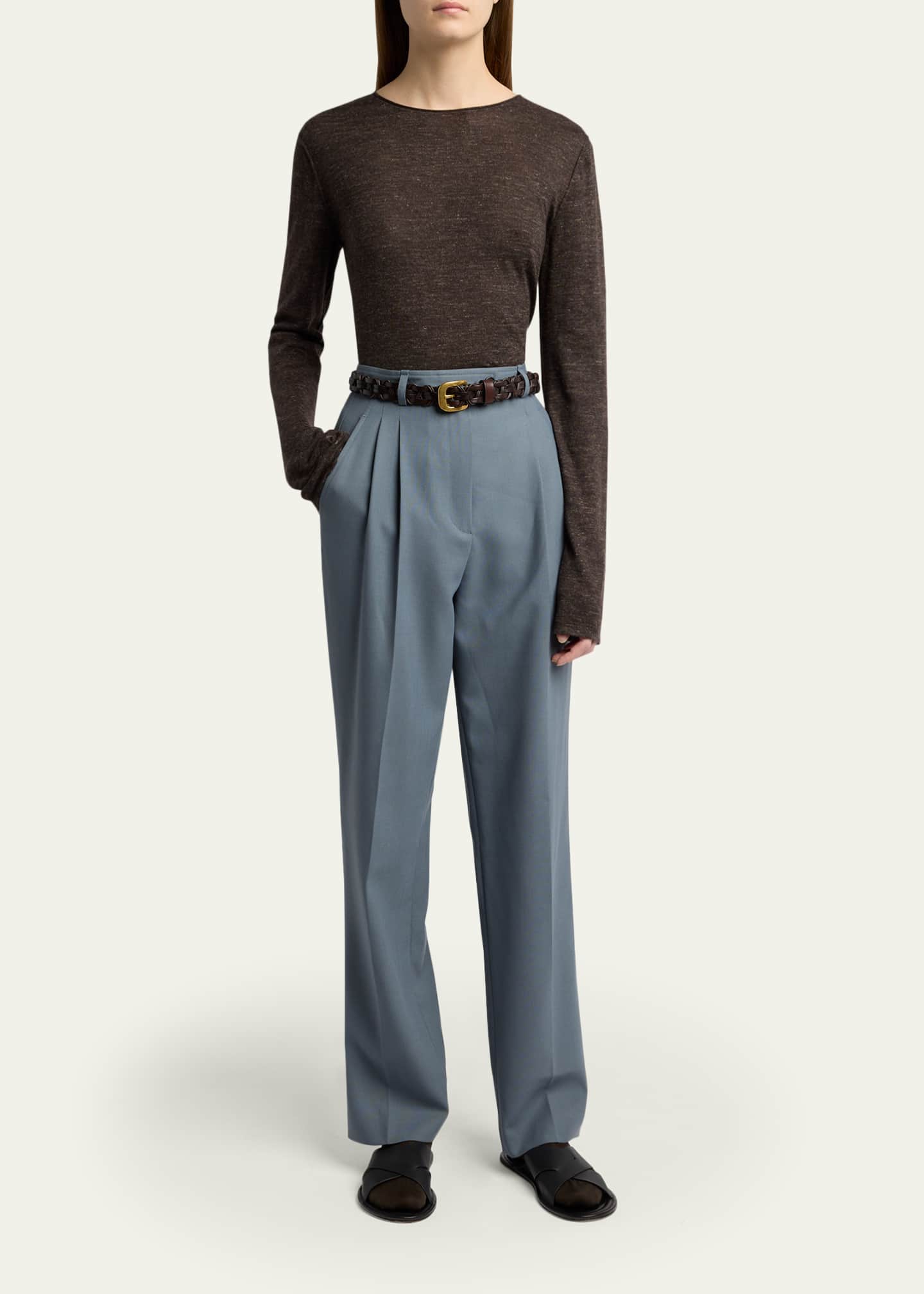 THE ROW Ragnar Tapered Wool Suiting Pants - Bergdorf Goodman