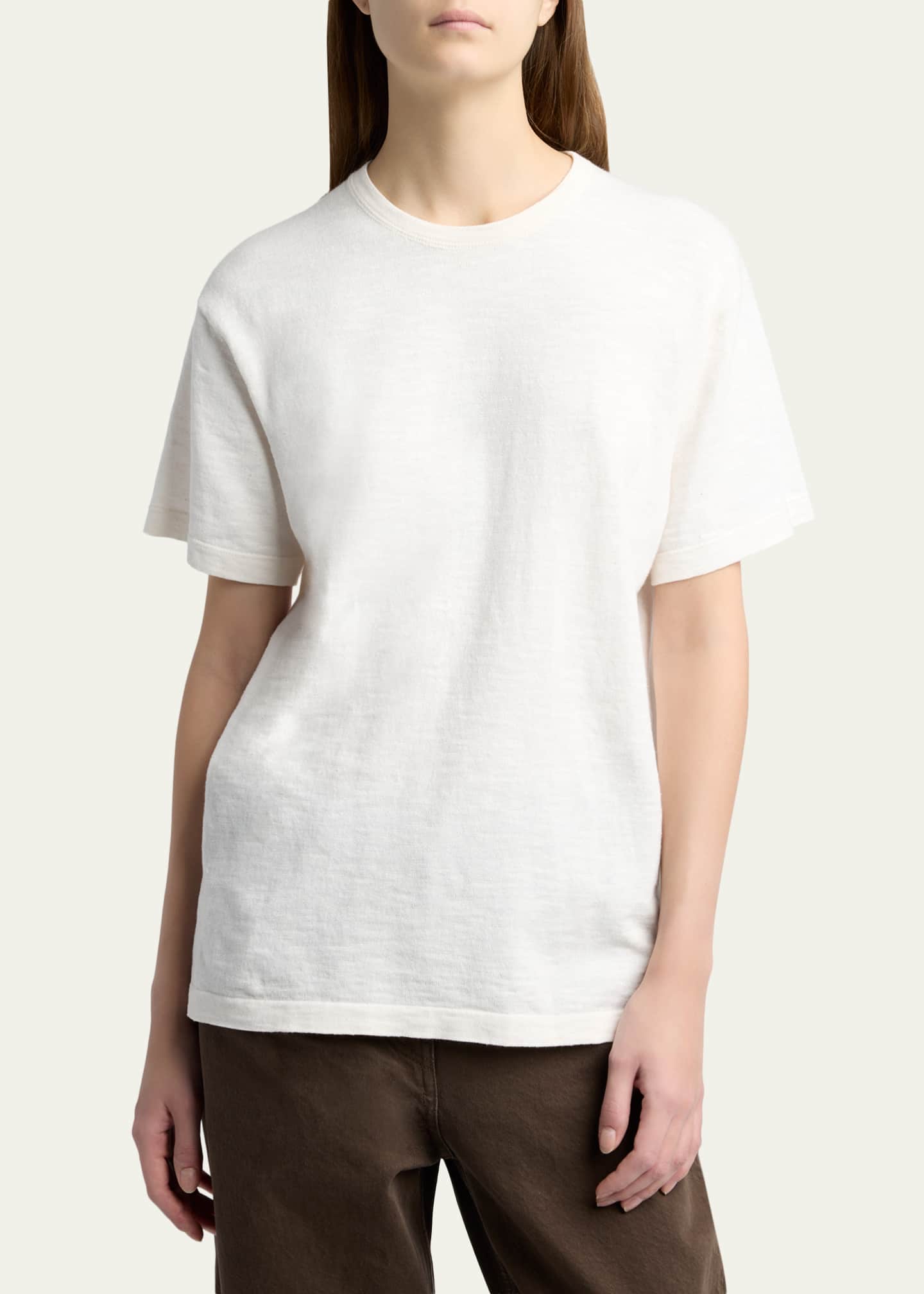 THE ROW Narlan Short-Sleeve Cotton-Linen T-Shirt - Bergdorf Goodman