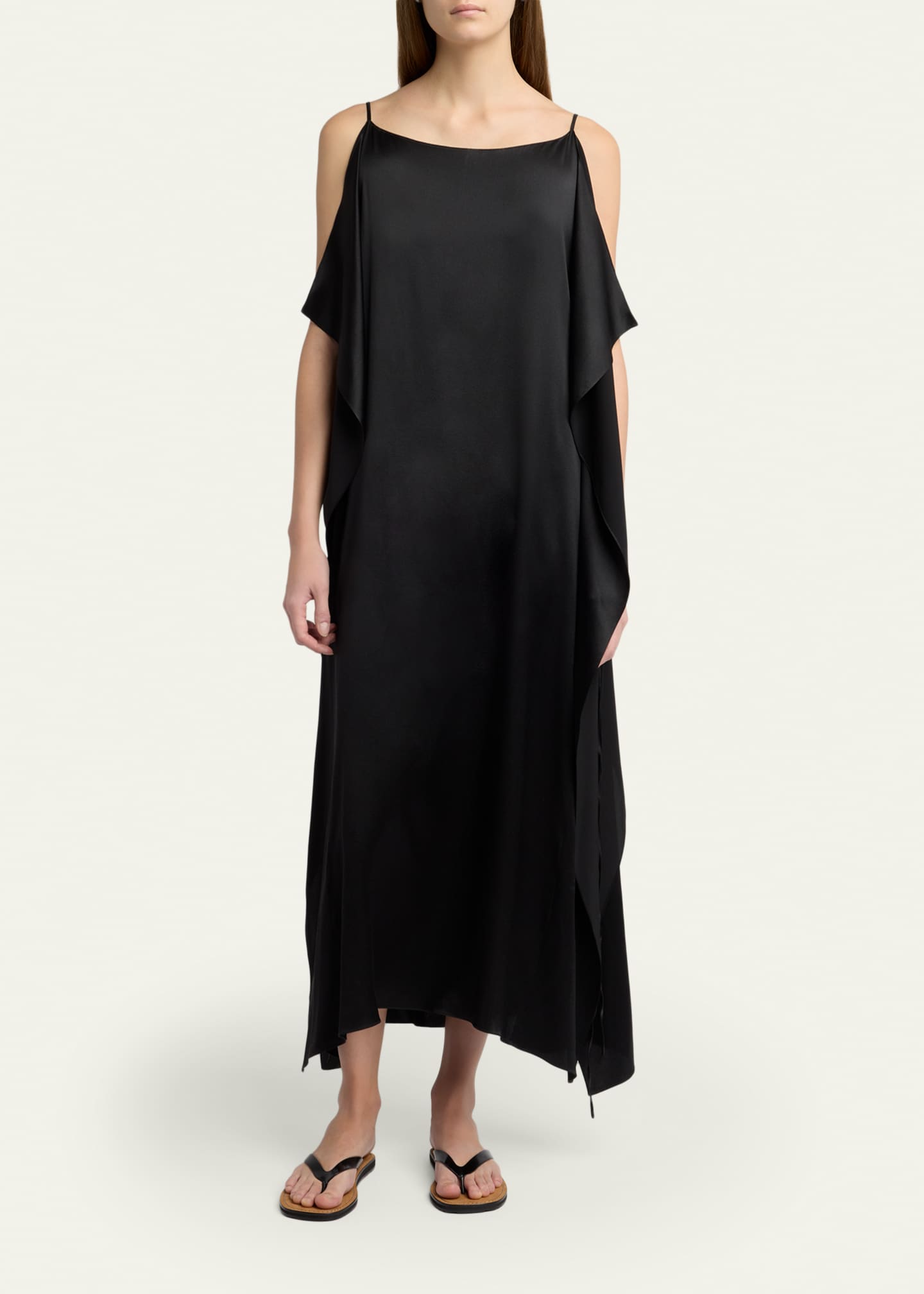 the row asymmetrical dress The Row, Kylo ruffled Silk Maxi Dress, Women, Black, US 4, Dresses