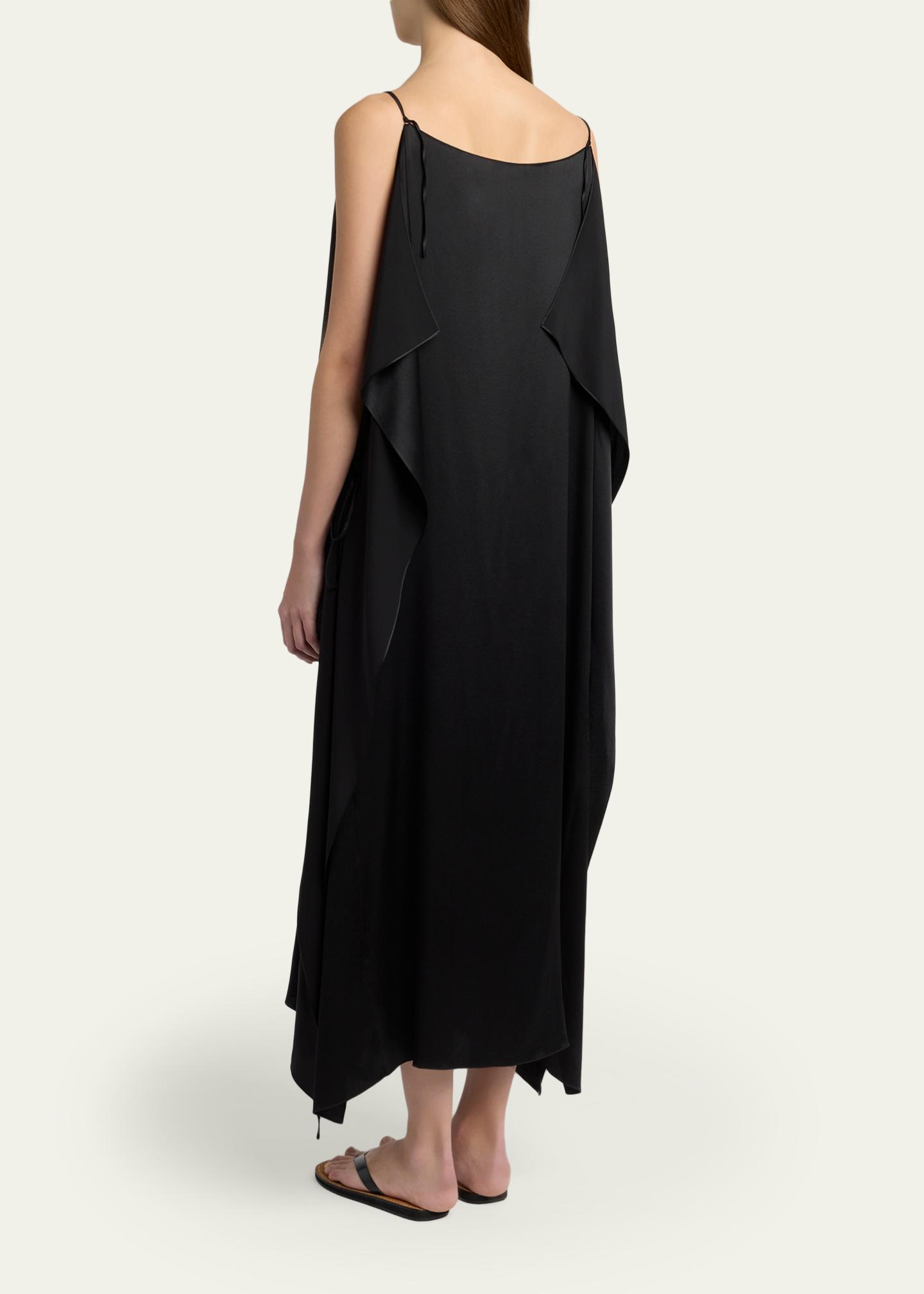 the row asymmetrical dress Row, Kylo ruffled Silk Maxi Dress, Women, Black, US 4, Dresses 88% Viscose