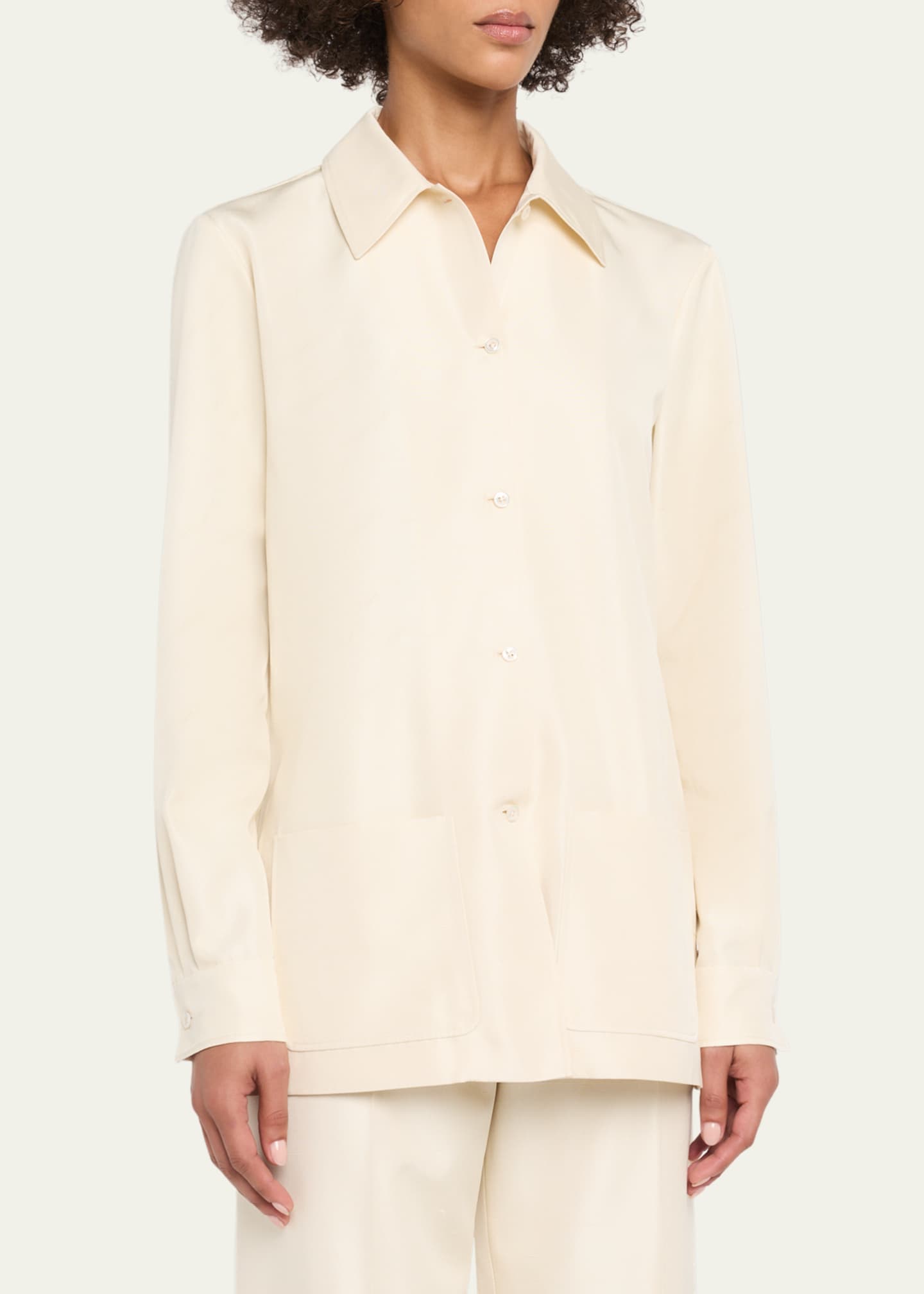 The Row silk linen shirt シルクリネンシャツ THE ROW Lucetta Silk Button-Front Shirt - Bergdorf Goodman