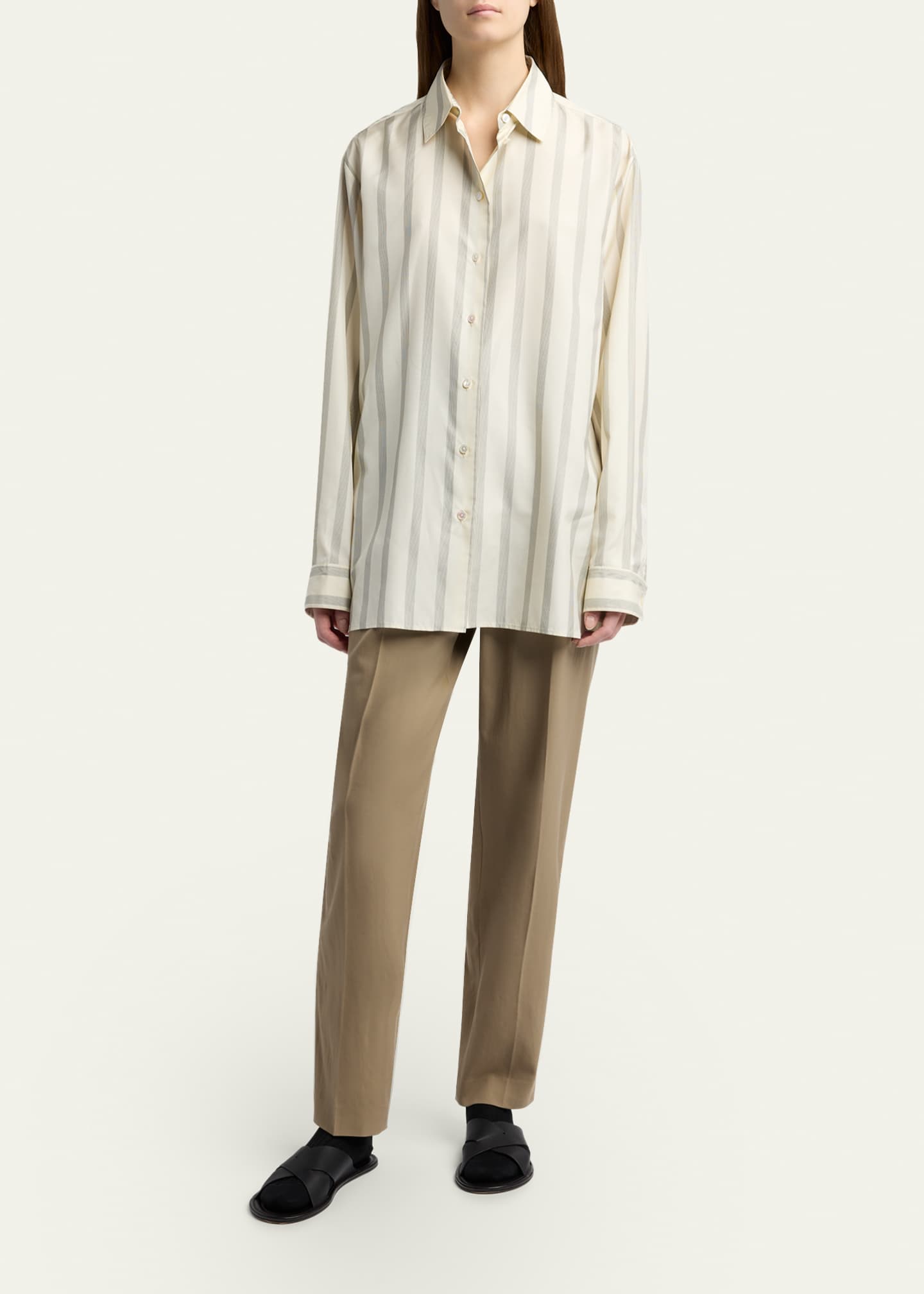 THE ROW Sisilia Striped Button-Down Silk Shirt - Bergdorf Goodman