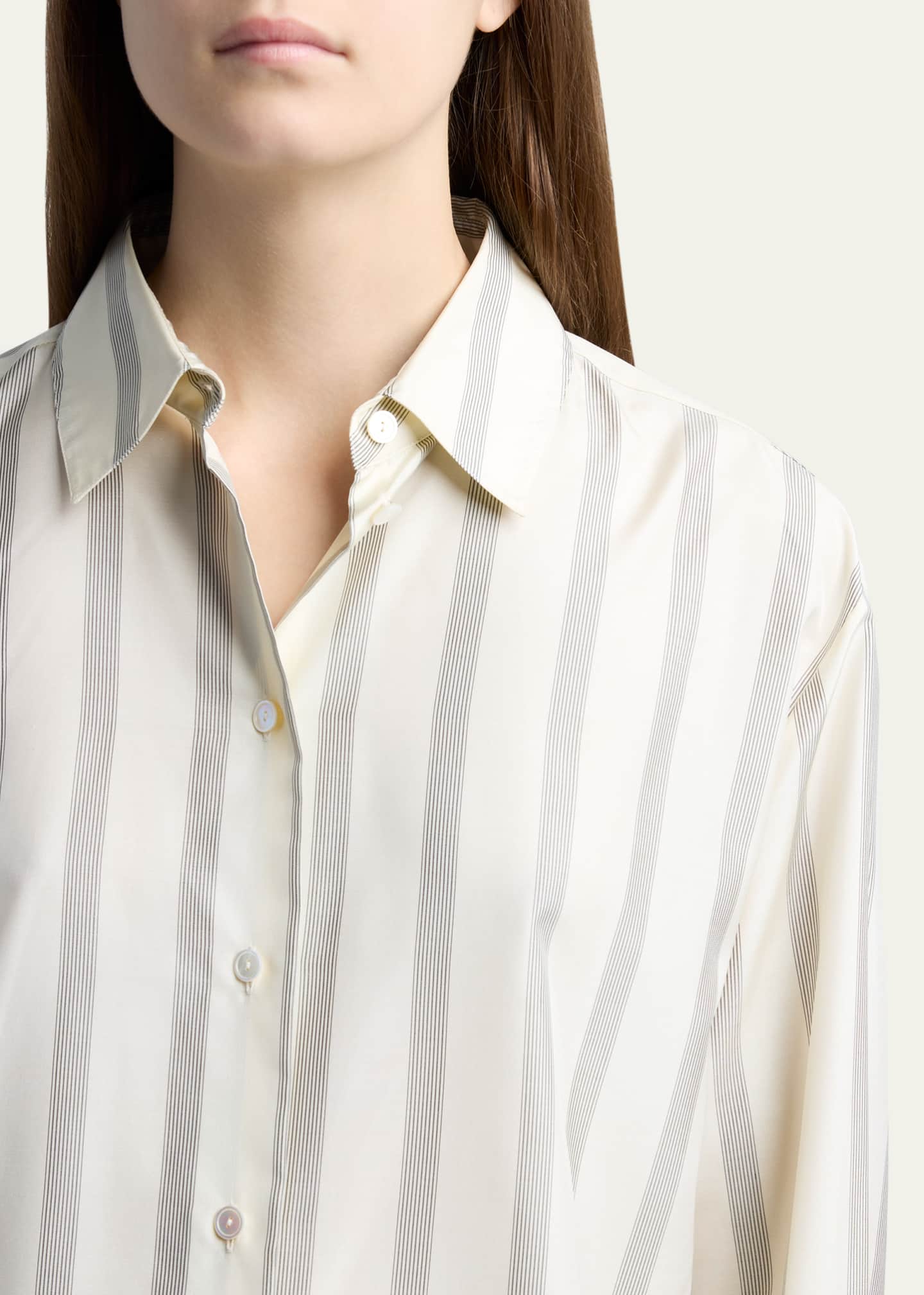 THE ROW Sisilia Striped Button-Down Silk Shirt - Bergdorf Goodman