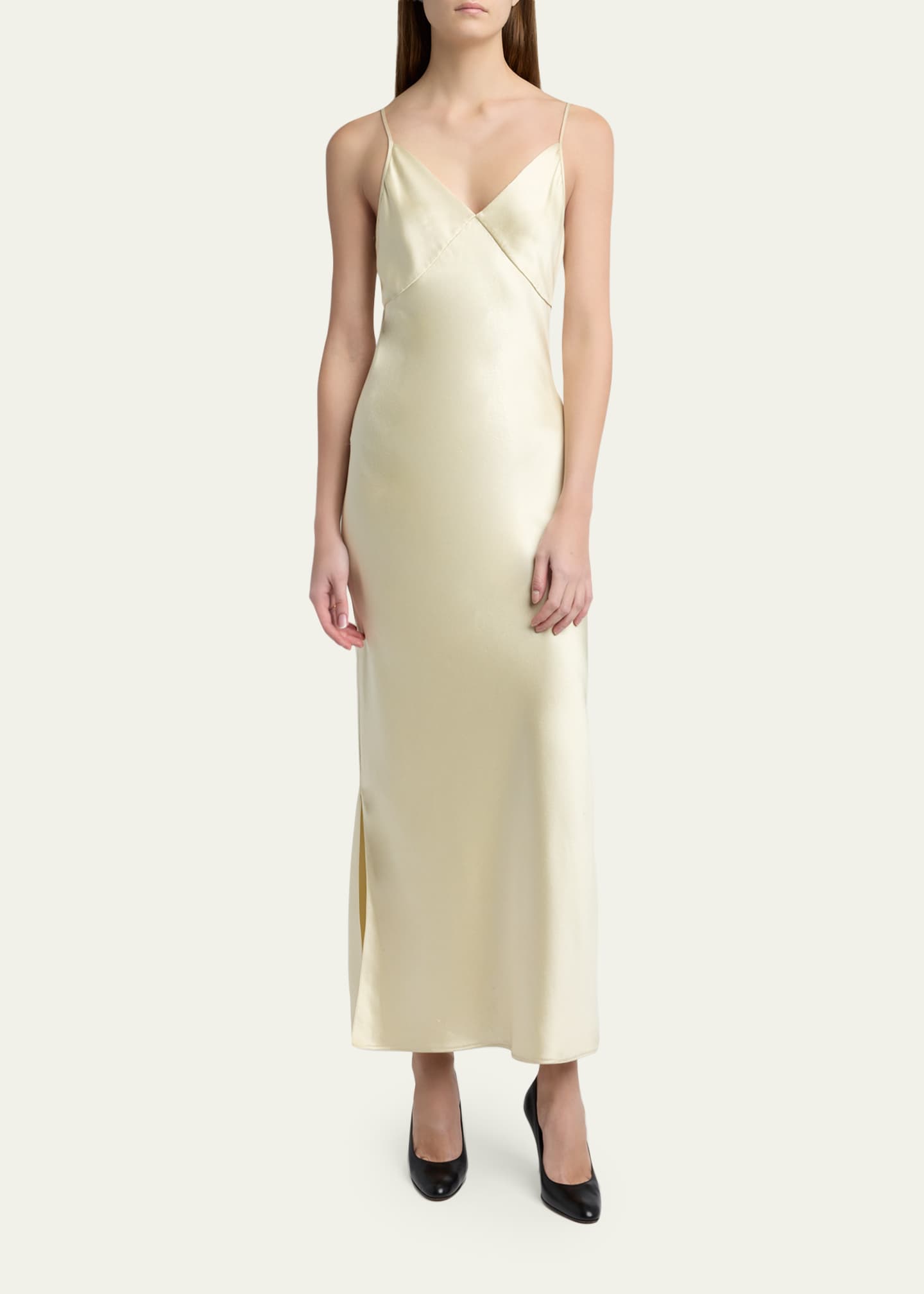 kiko silk maxi dress Kostadinov wrinkle treated soft triple face muslin dress with puffed sleeves Kiko Satin Chiffon Midi Dress