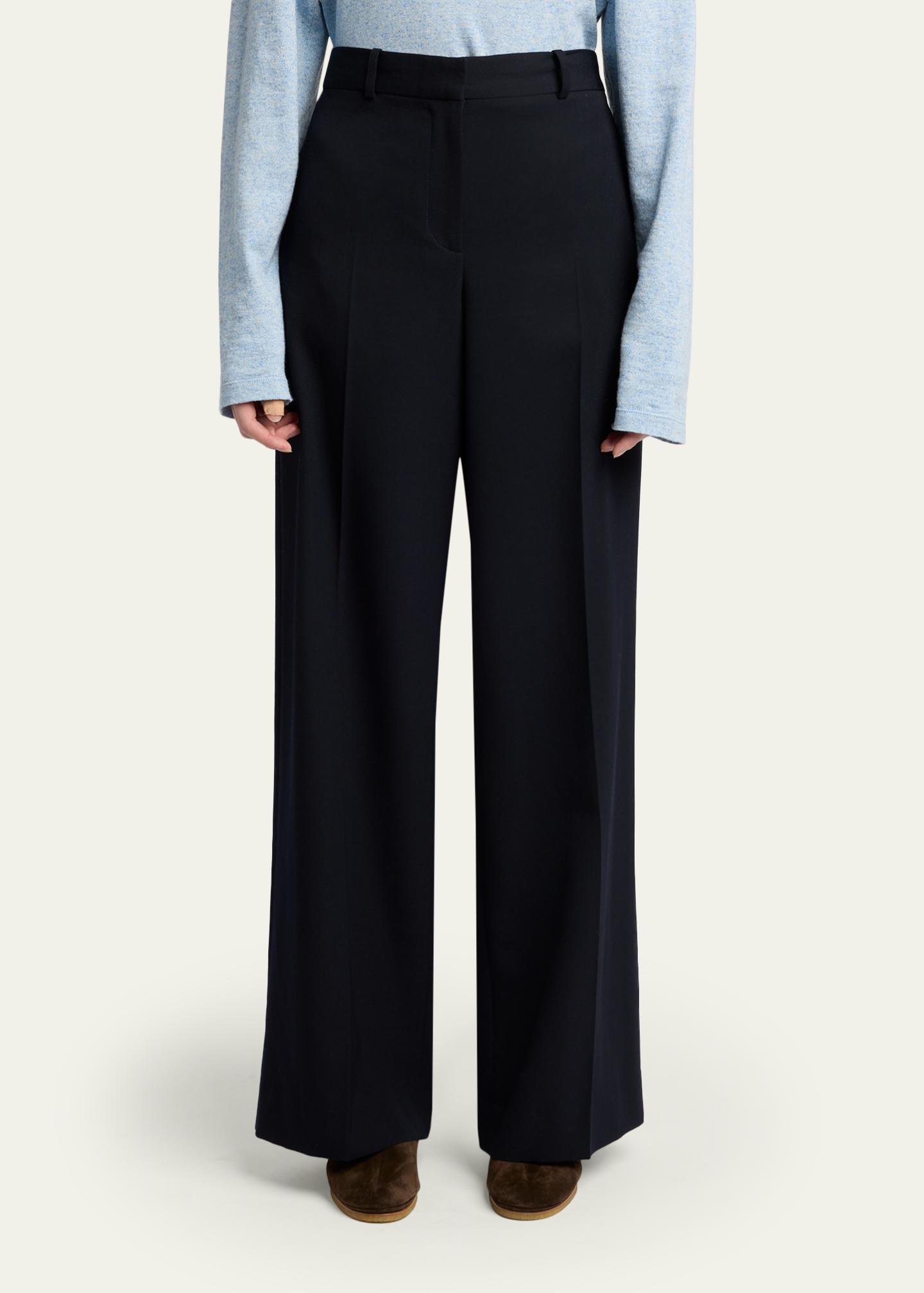 THE ROW Dender Straight-Leg Wool Gabardine Pants - Bergdorf Goodman