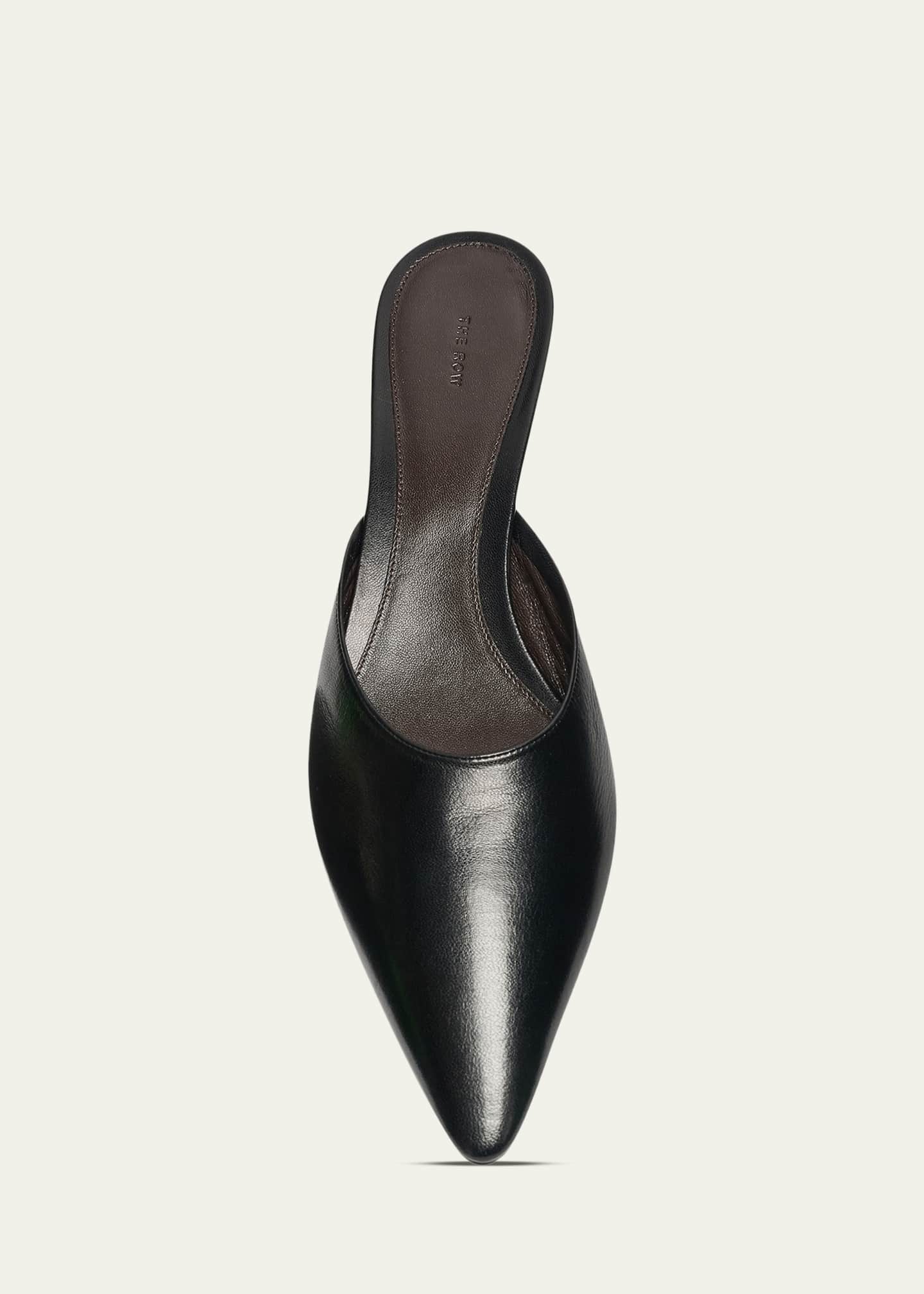 THE ROW Liisa Leather Kitten-Heel Mules - Bergdorf Goodman