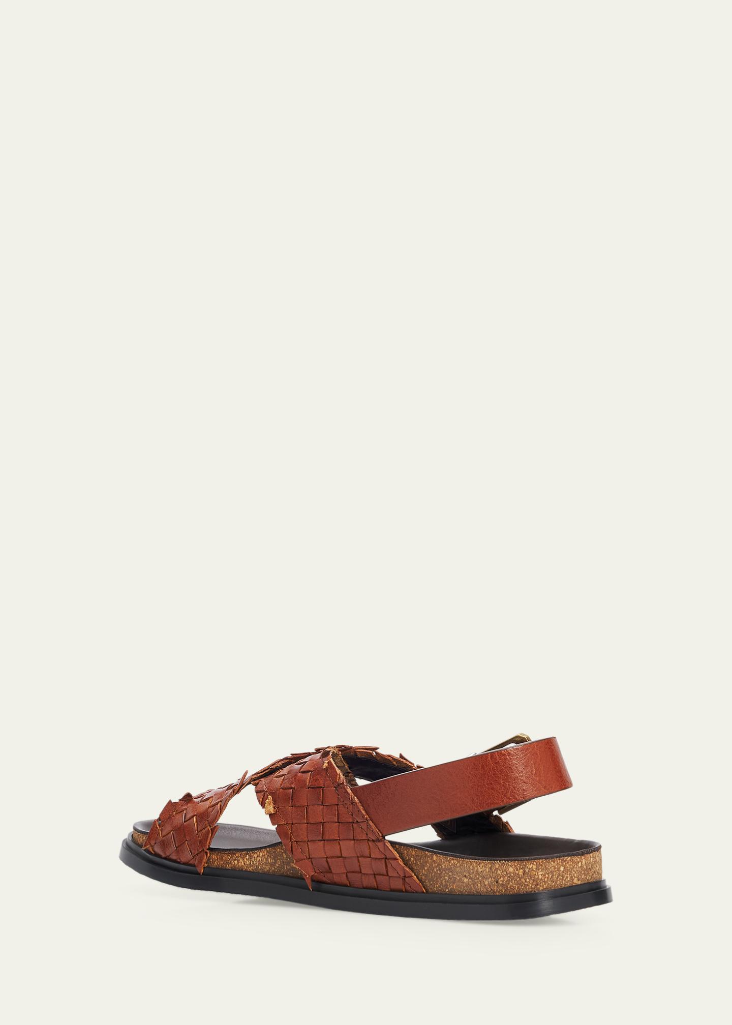 The Row Woven Leather Buckle Sandals - Bergdorf Goodman