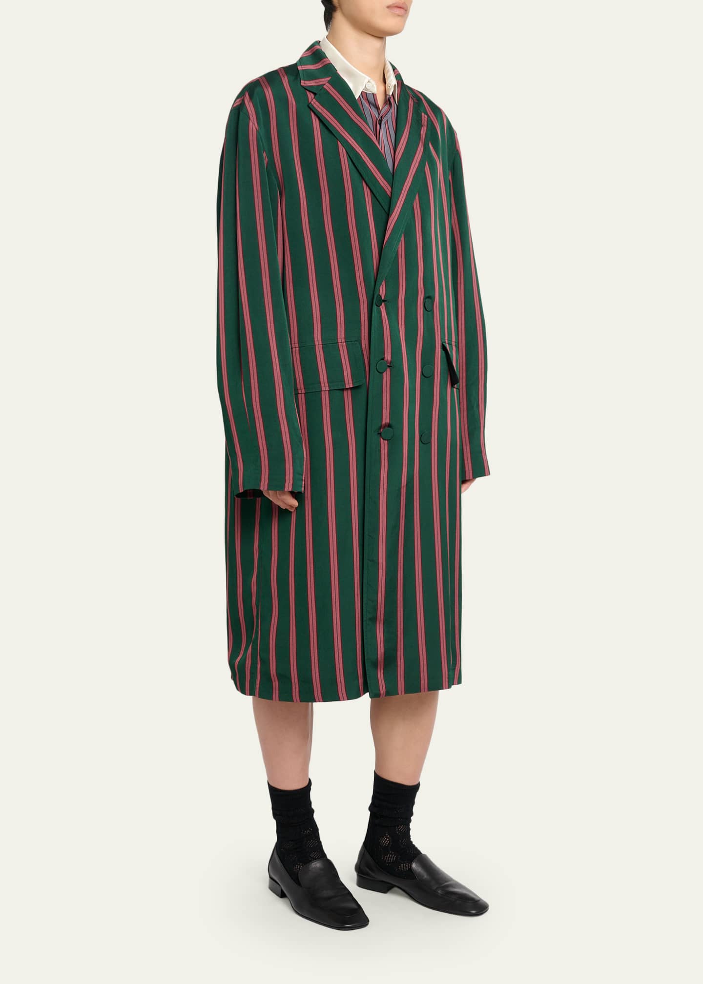 Dries Van Noten Men's Striped Viscose-Silk Coat - Bergdorf Goodman