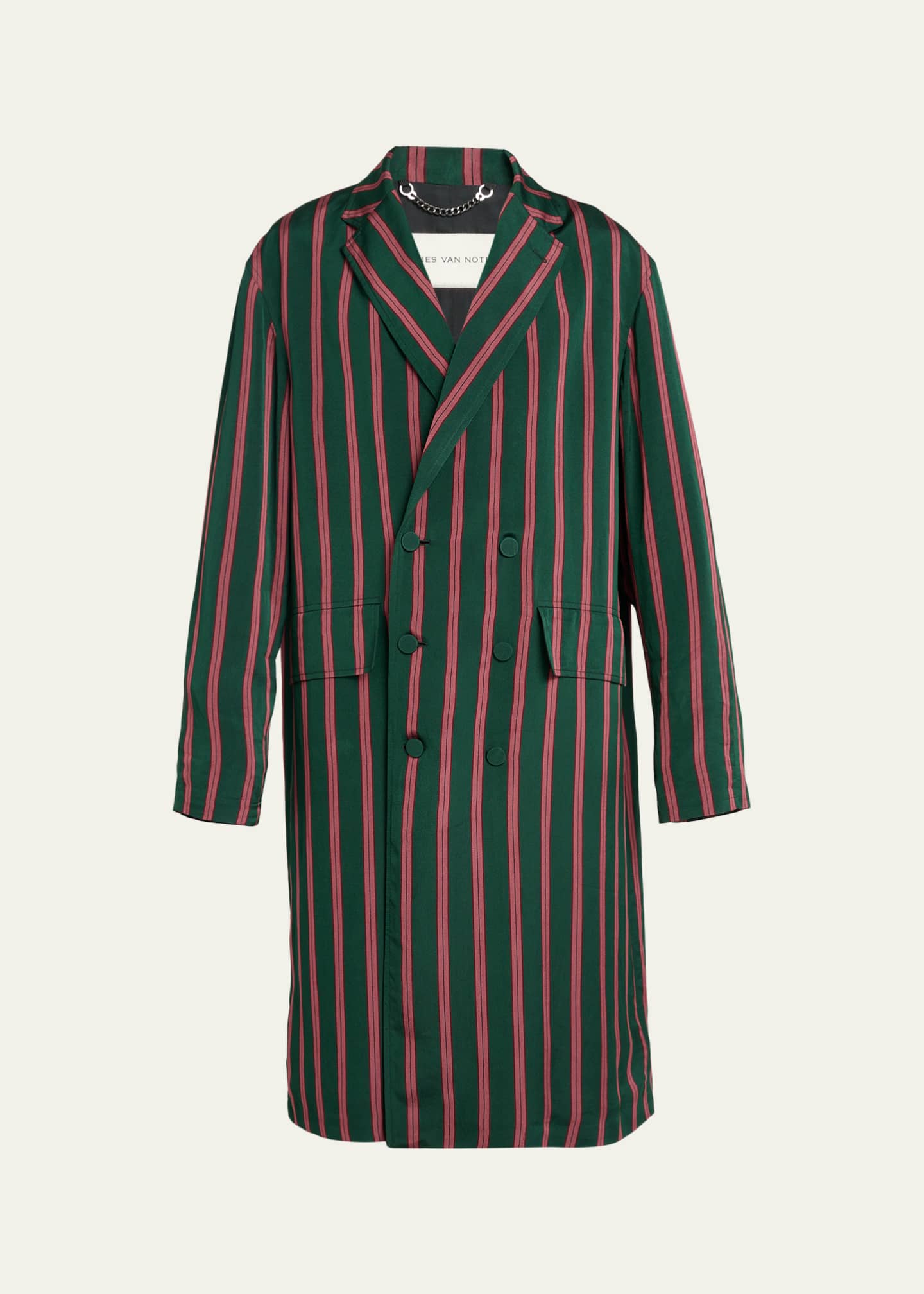 Dries Van Noten Men's Striped Viscose-Silk Coat - Bergdorf Goodman