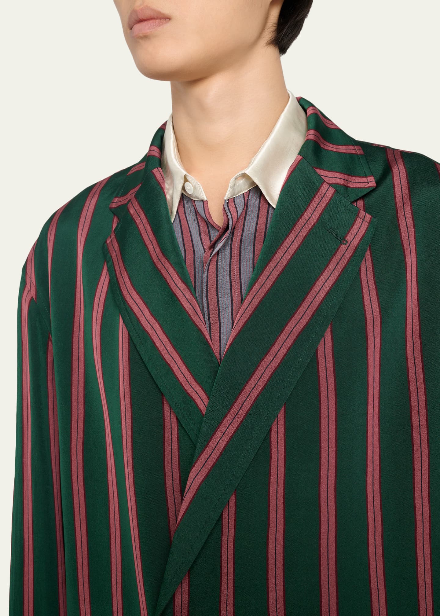 Dries Van Noten Men's Striped Viscose-Silk Coat - Bergdorf Goodman