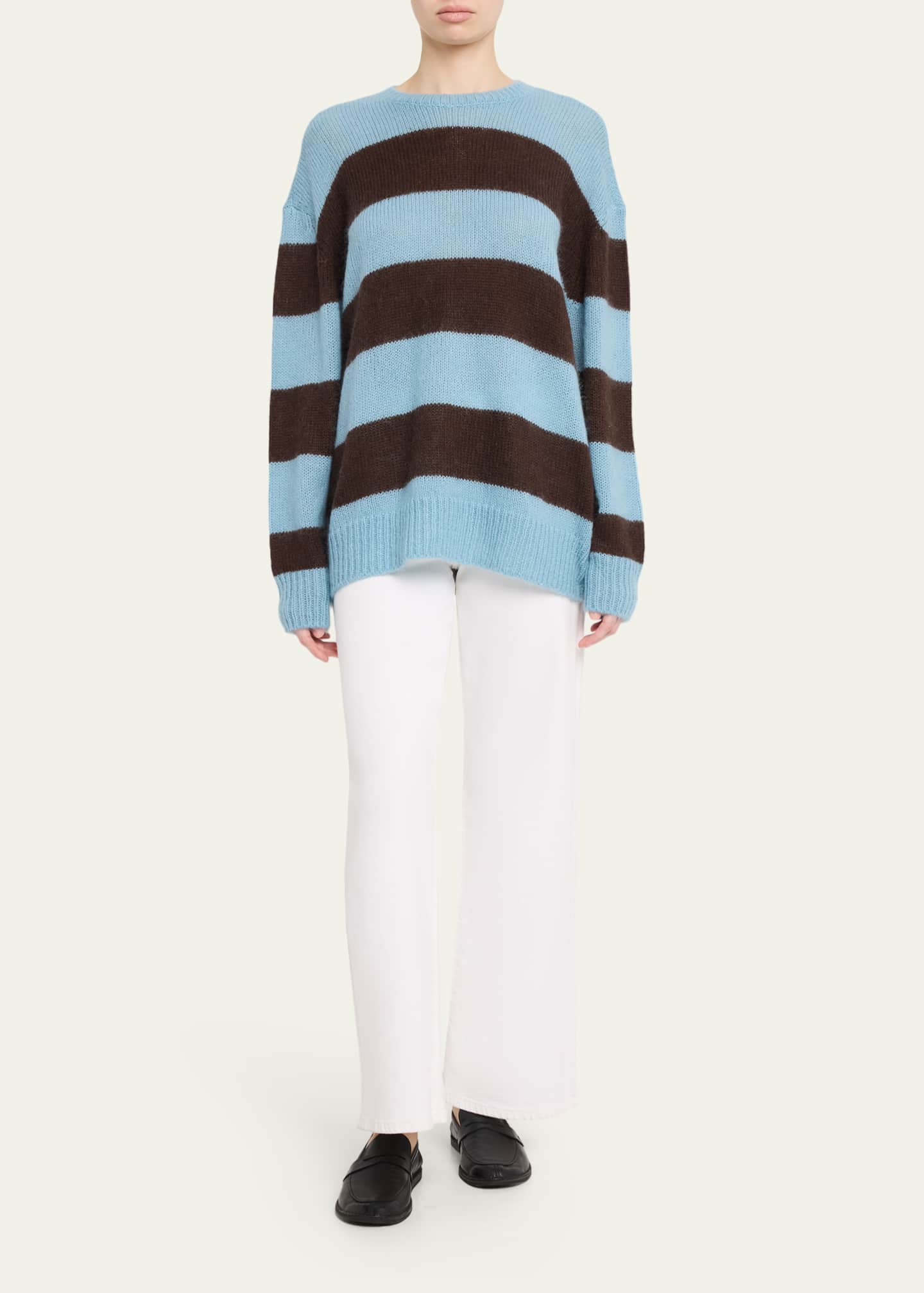 FRAME The Fuzzy Stripe Crewneck Sweater - Bergdorf Goodman