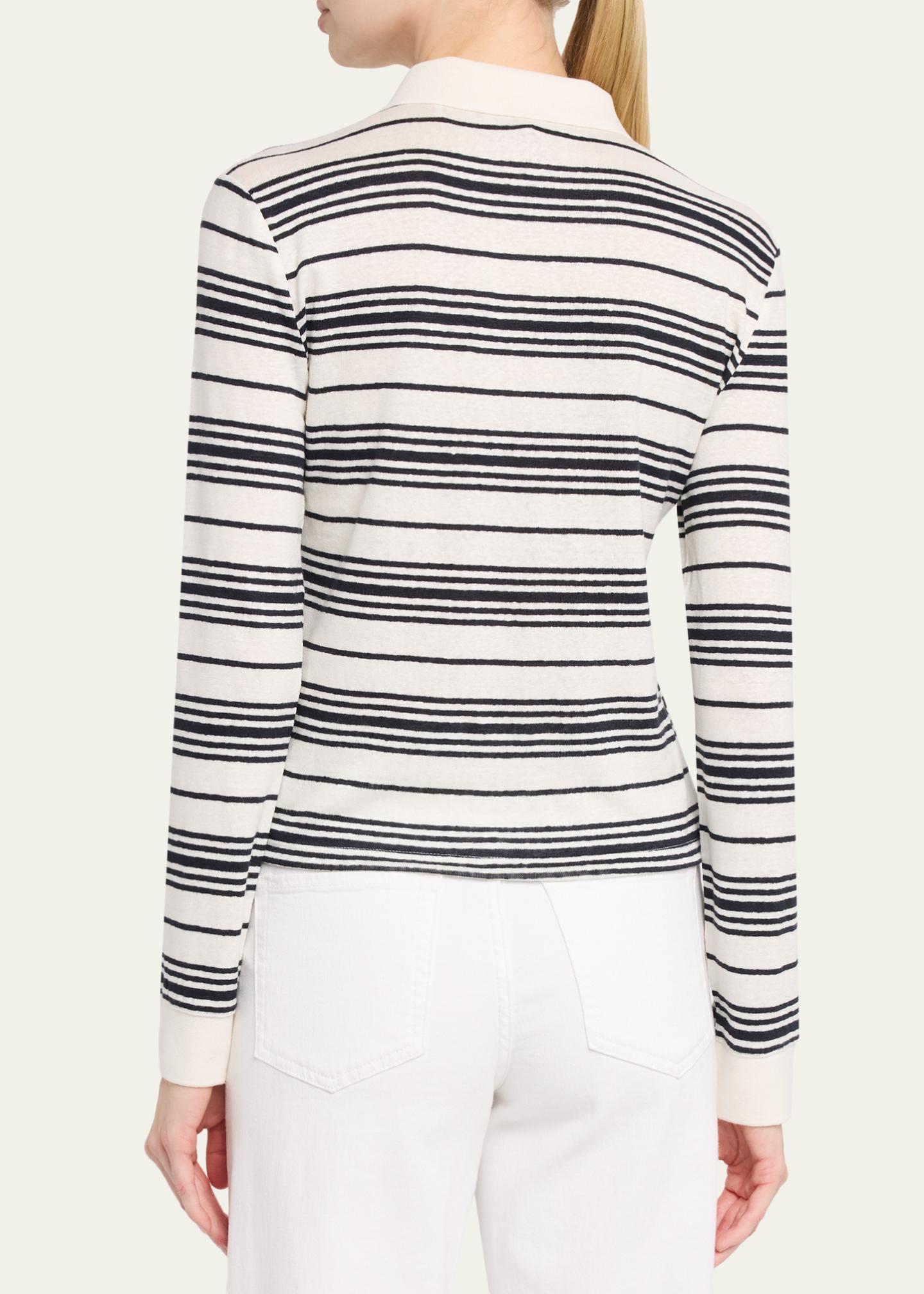 FRAME The Stripe Long-Sleeve Polo - Bergdorf Goodman