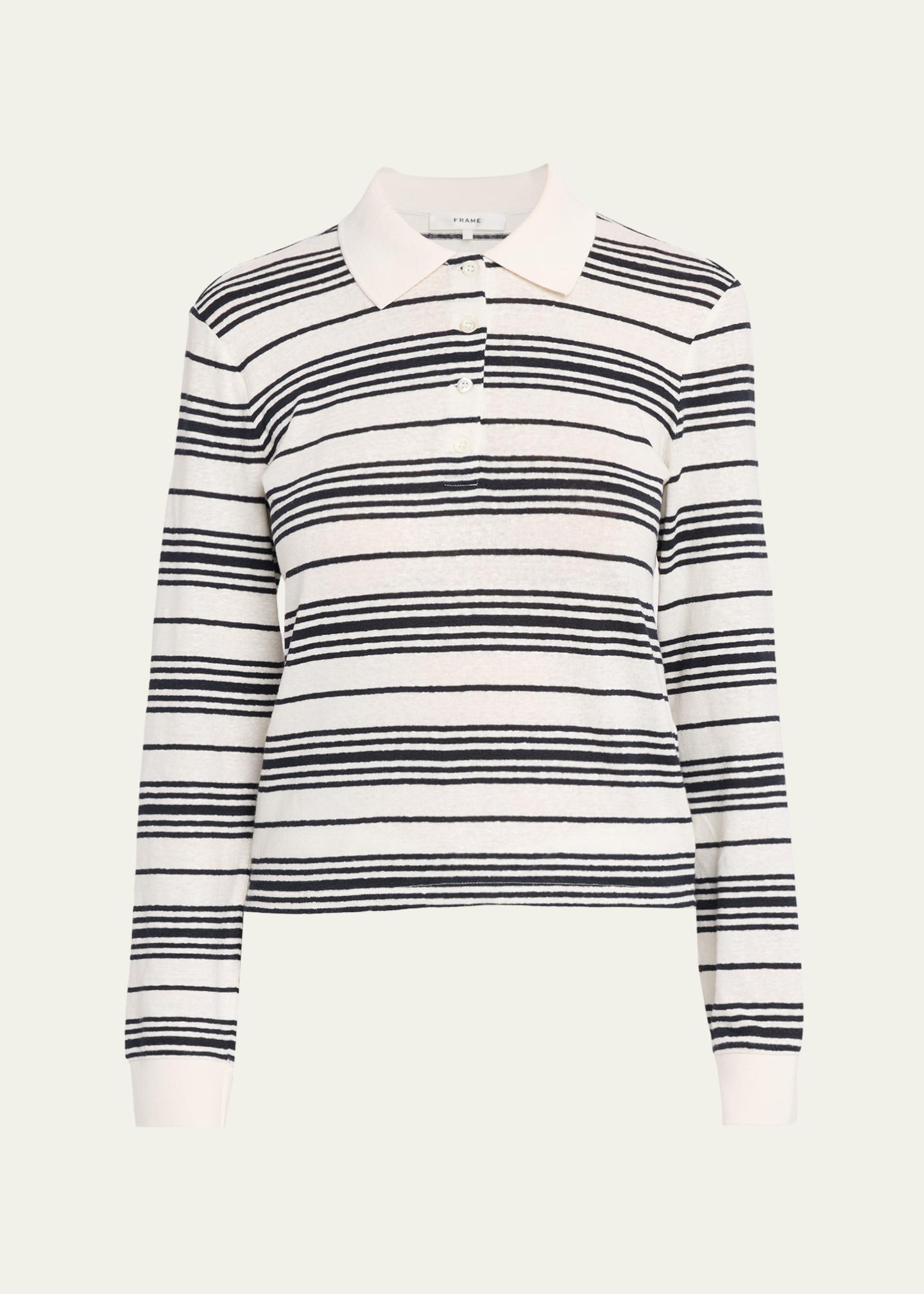 FRAME The Stripe Long-Sleeve Polo - Bergdorf Goodman