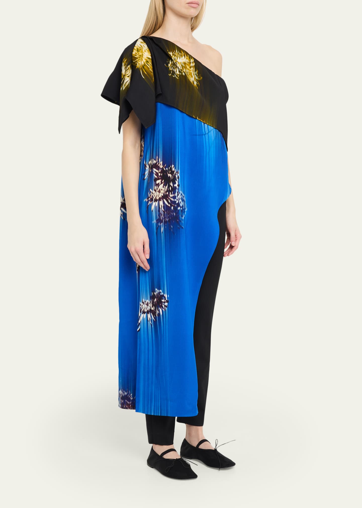 Haya Top in Printed Viscose Cady Cerulean Multi | Proenza Schouler Official Site