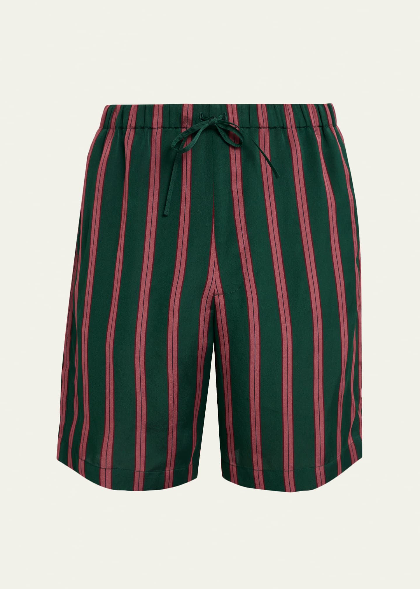 Dries Van Noten Men's Striped Viscose-Silk Drawstring Shorts