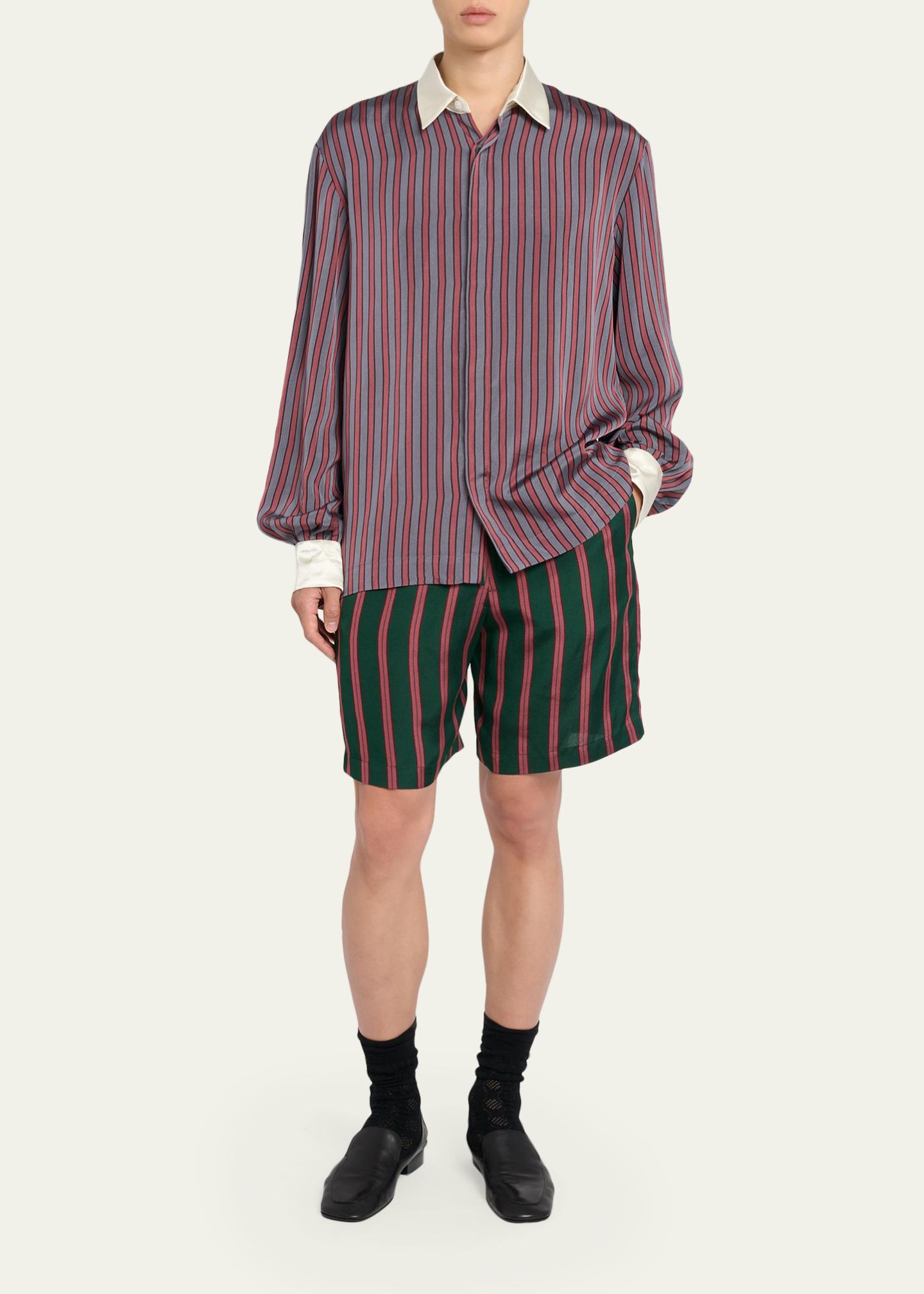 Dries Van Noten Men's Striped Viscose-Blend Shirt - Bergdorf Goodman