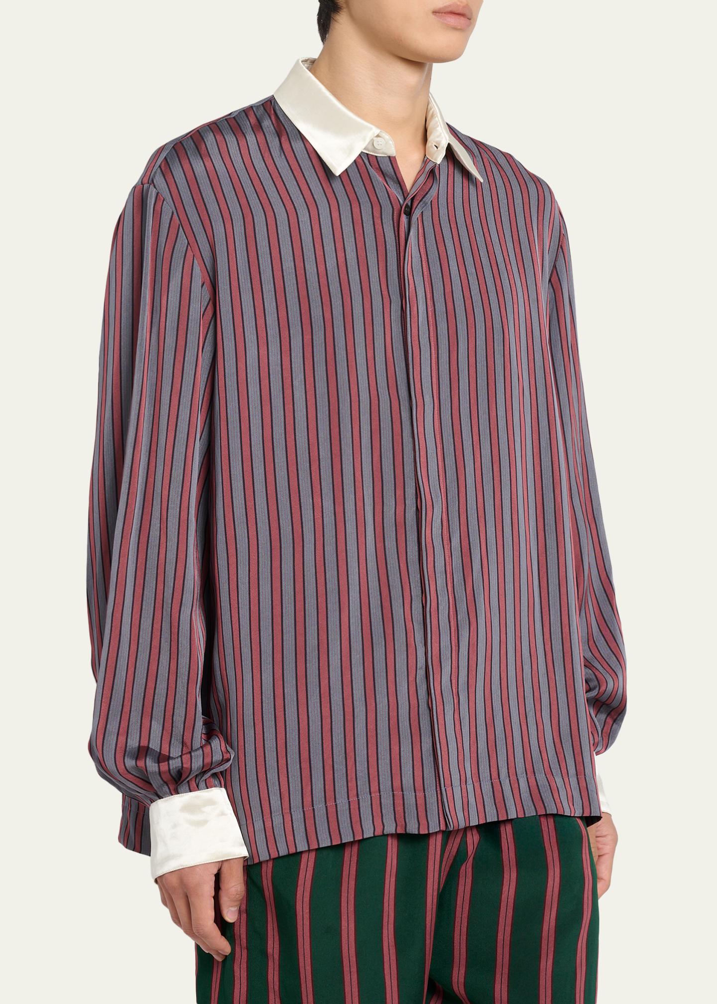 Dries Van Noten Men's Striped Viscose-Blend Shirt - Bergdorf Goodman