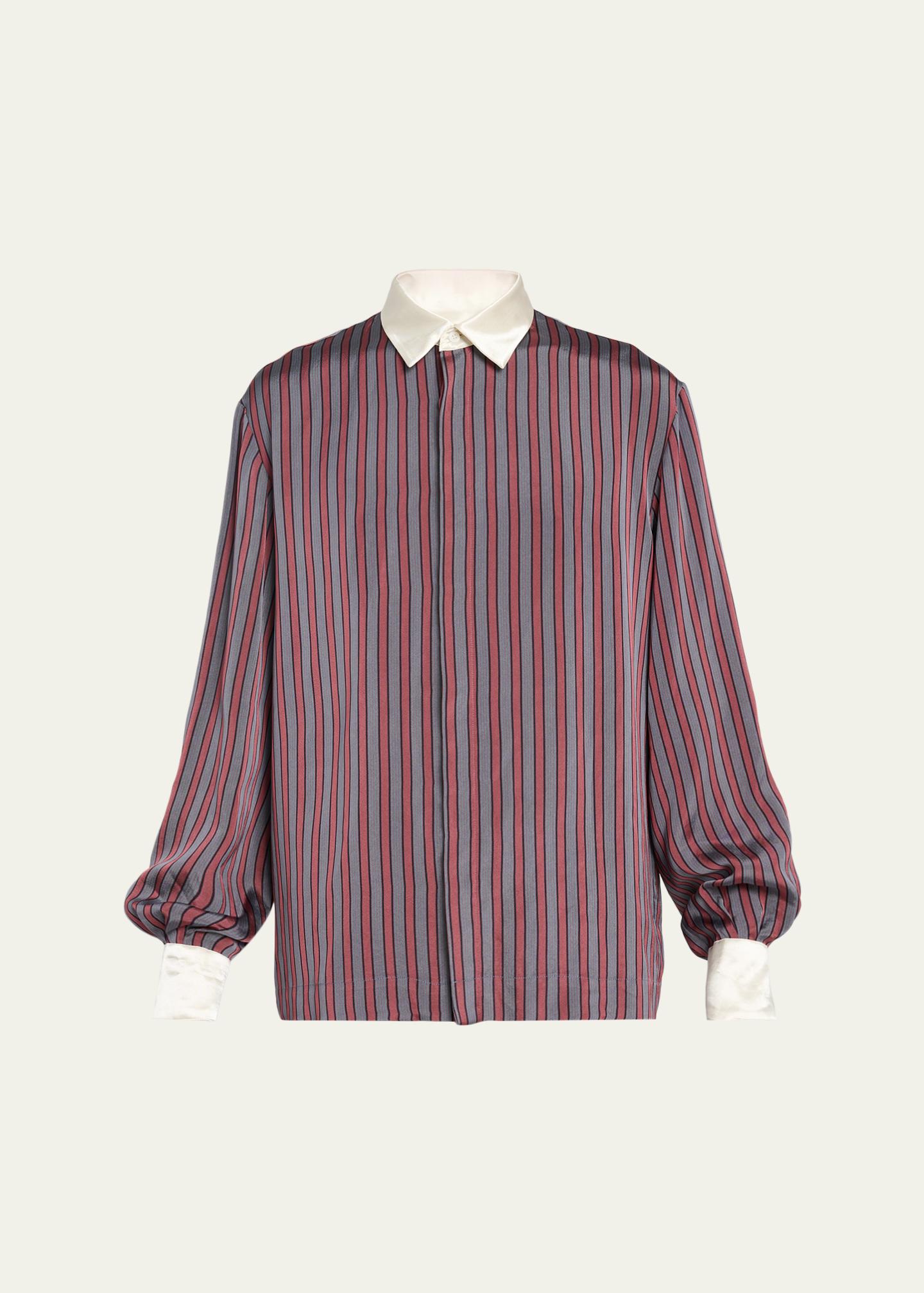 Dries Van Noten Men's Striped Viscose-Blend Shirt - Bergdorf Goodman