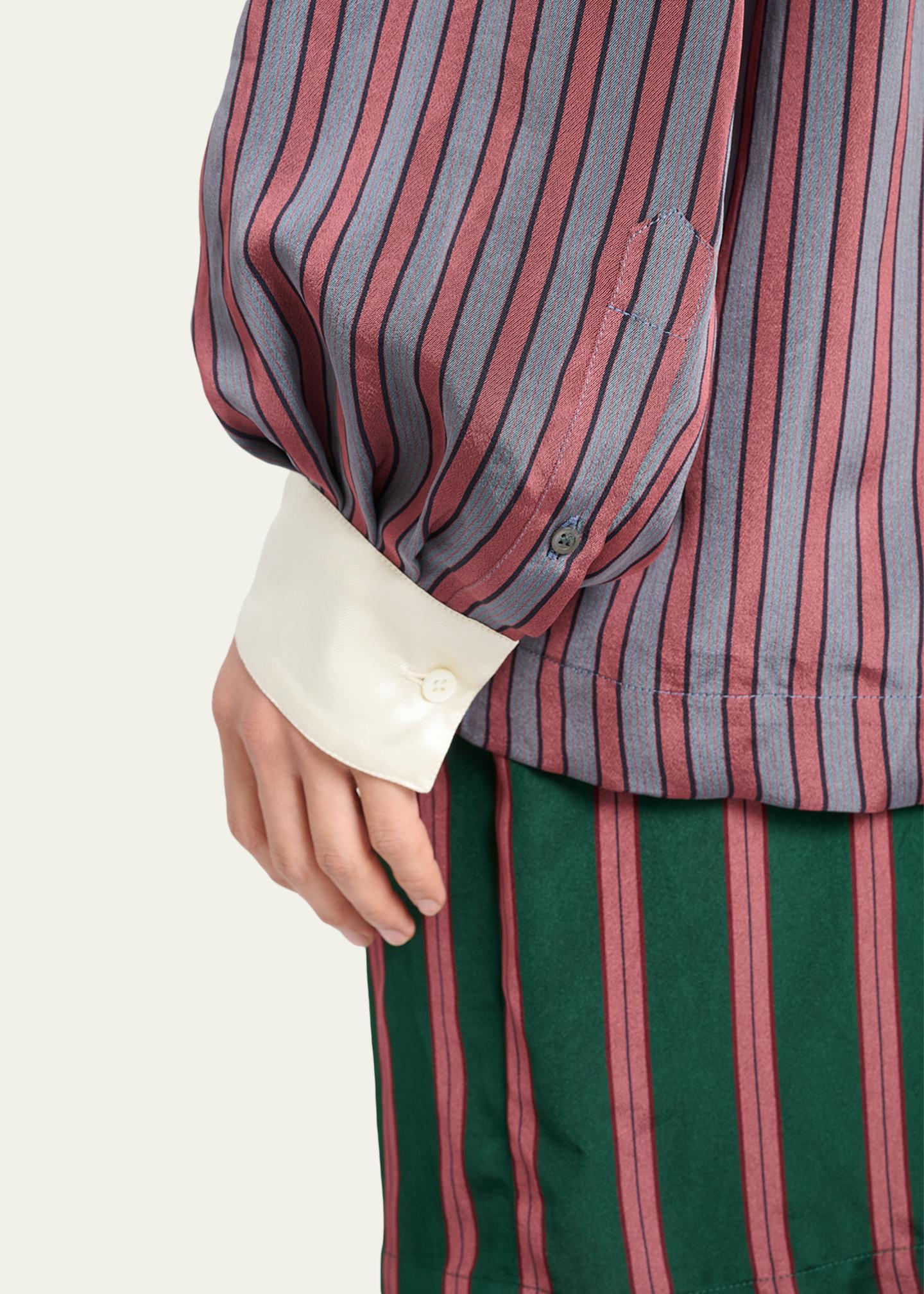 Dries Van Noten Men's Striped Viscose-Blend Shirt - Bergdorf Goodman