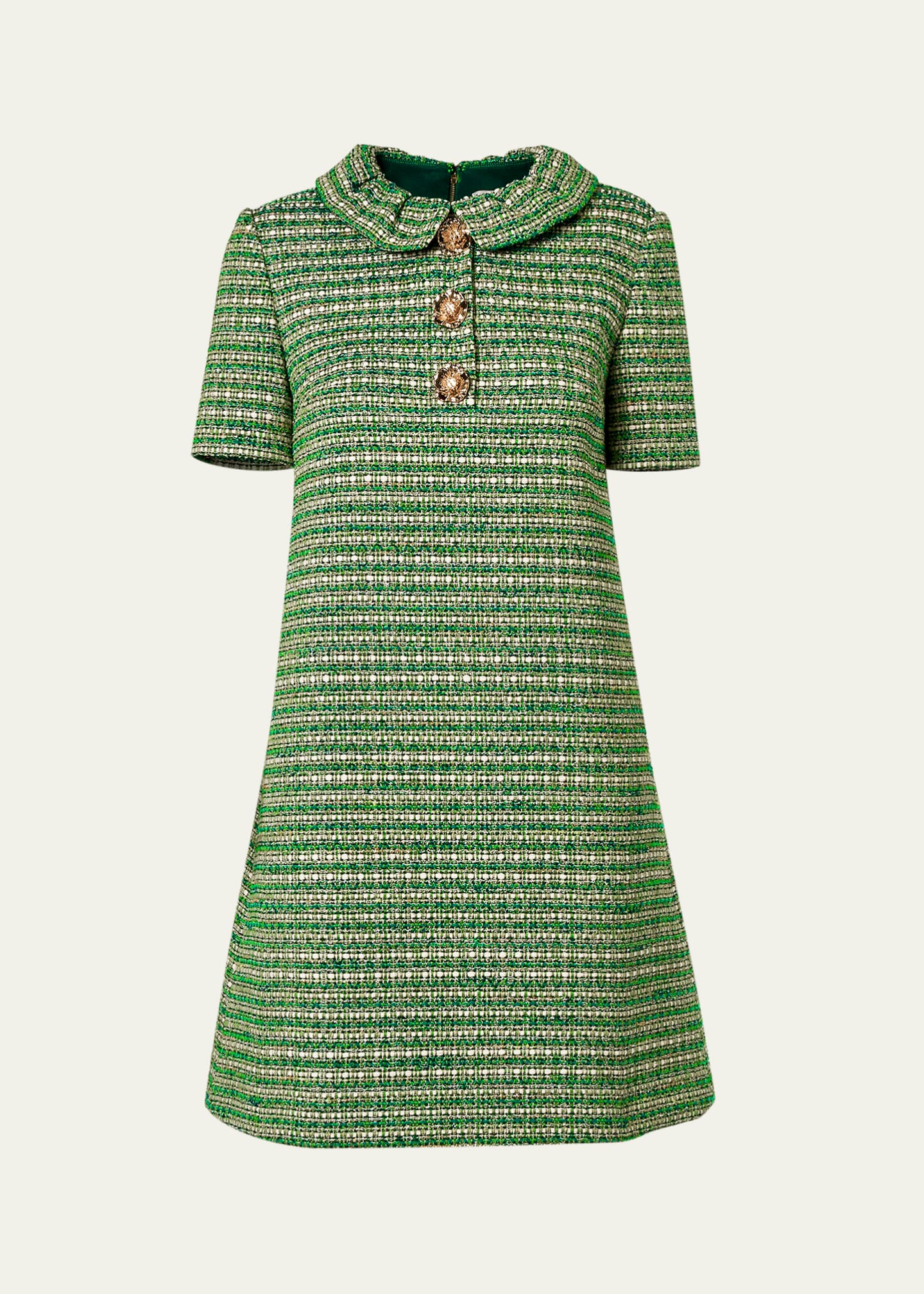 carolina herrera metallic twist tiered mini dress Carolina Herrera Collared Metallic Tweed Mini Shift Dress